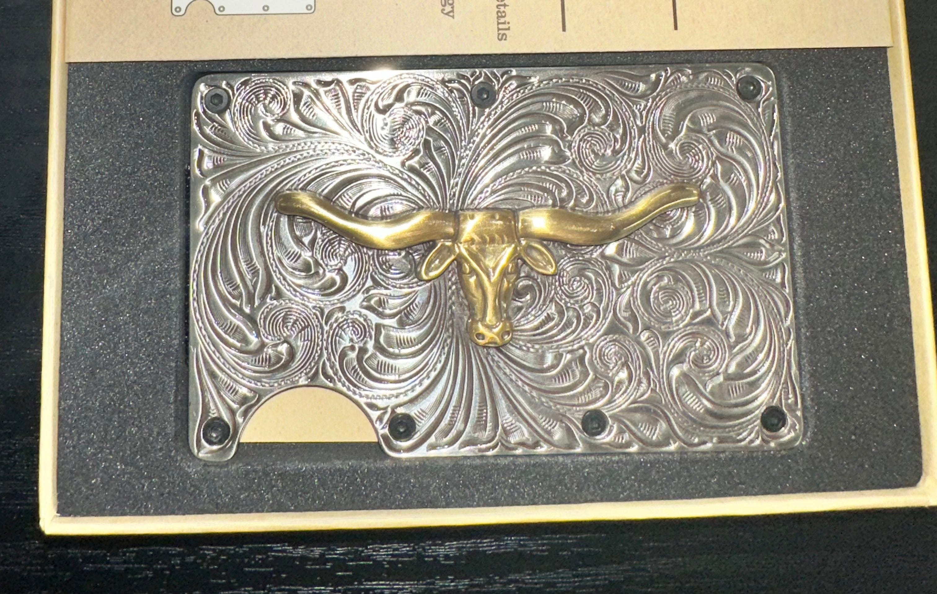 3D Mens Longhorn Utility Wallet - RFID Blocking Leather Bifold Wallet for Men with Money Clip | Perfect for Travel, Business & Everyday Use