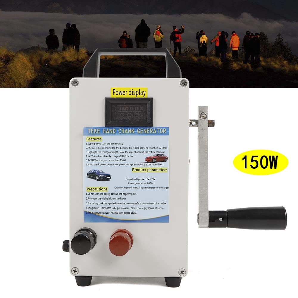 150W Hand Crank Generator - Portable Emergency USB Power Supply with Manual Crank, 10C Output for Outdoor Camping, Hiking & Emergency Preparedness (US Stock) - Perfect for Powering Phones, Lights & Small Devices During Blackouts or Adventures