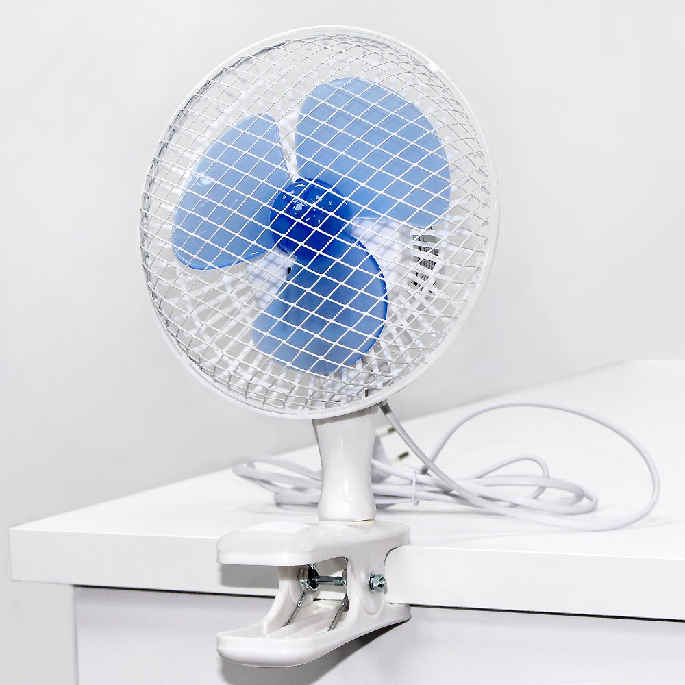 F-Air 2433406 Clip-On Table Fan - Portable White Desk Fan with Secure Mounting Clip for Office, Bedroom, Dorm & Home Use