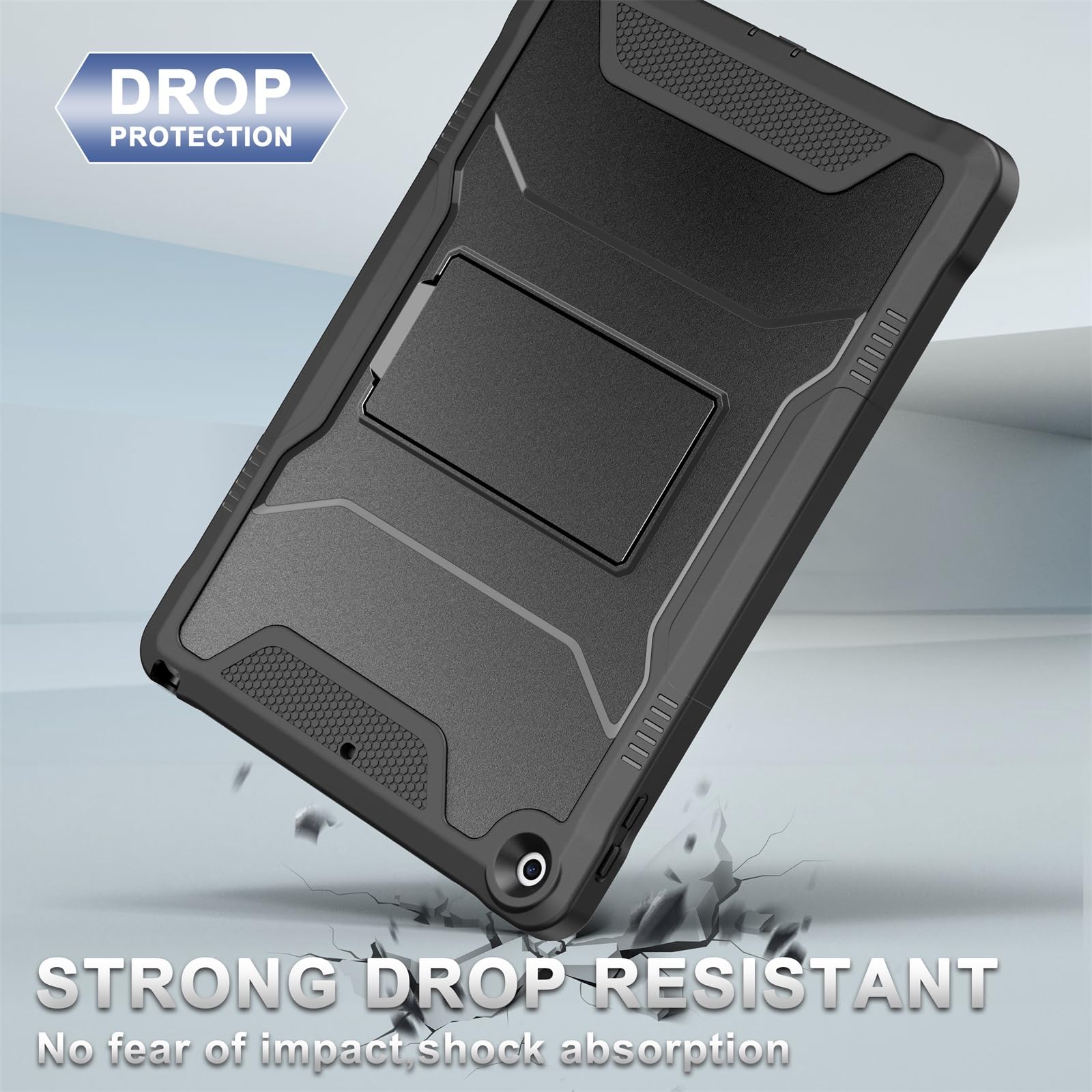 Soke Rugged Protective Case for iPad 9th/8th/7th Generation 10.2-Inch (2021/2020/2019) - Shockproof Cover with Built-in Screen Protector & Adjustable Kickstand - Perfect for Work, School & Travel - Black