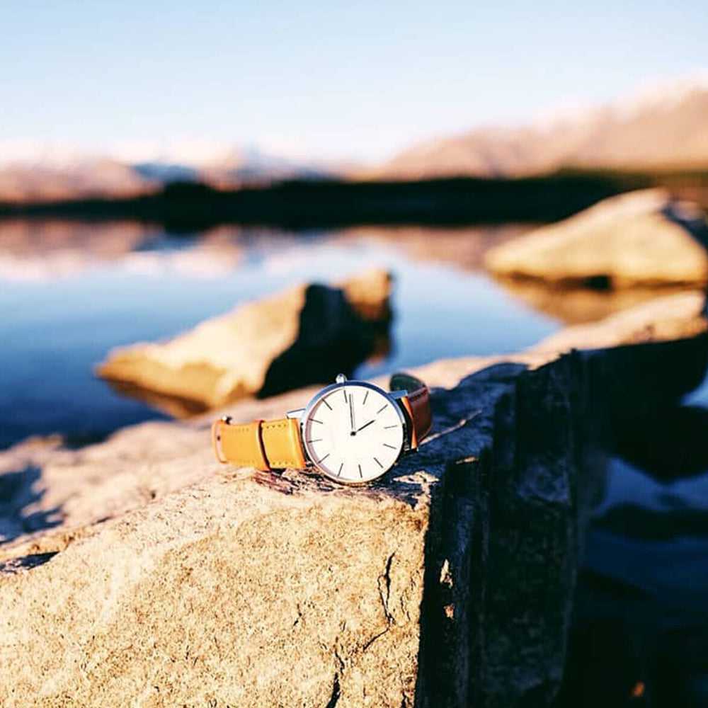 ARIES GOLD Urban Santos Silver Stainless Steel Women's Watch with Brown Leather Strap - Fashionable Timepiece for Work, Casual Wear & Special Occasions