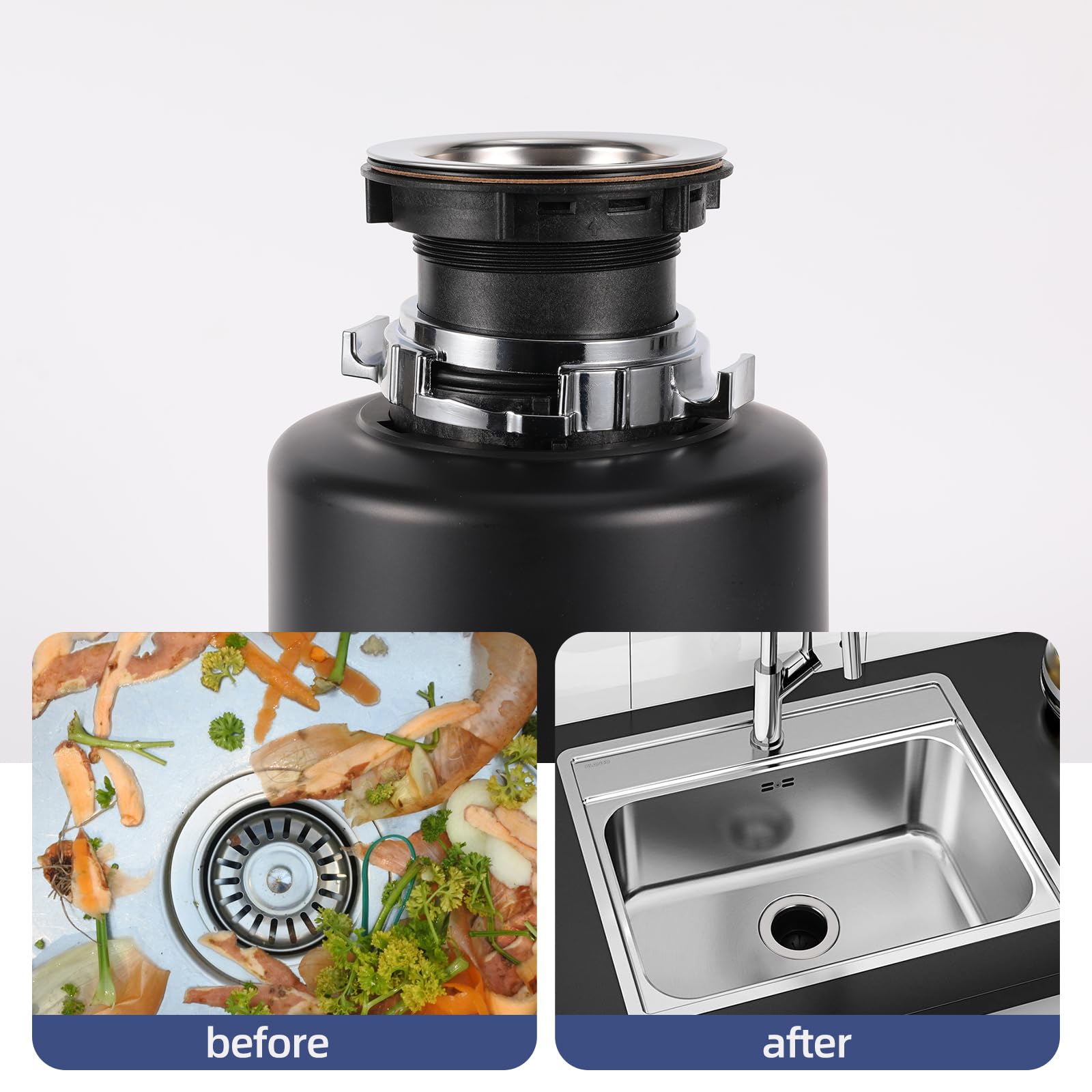 RQYEKDO Garbage Disposal Flange Kit - Stainless Steel Food Waste Disposer Mounting Accessories Replacement for Kitchen Sink - Perfect for Home, Restaurant & RV Use
