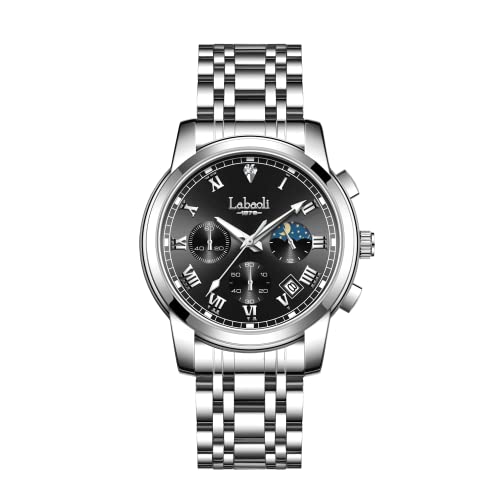 silver case+black dial