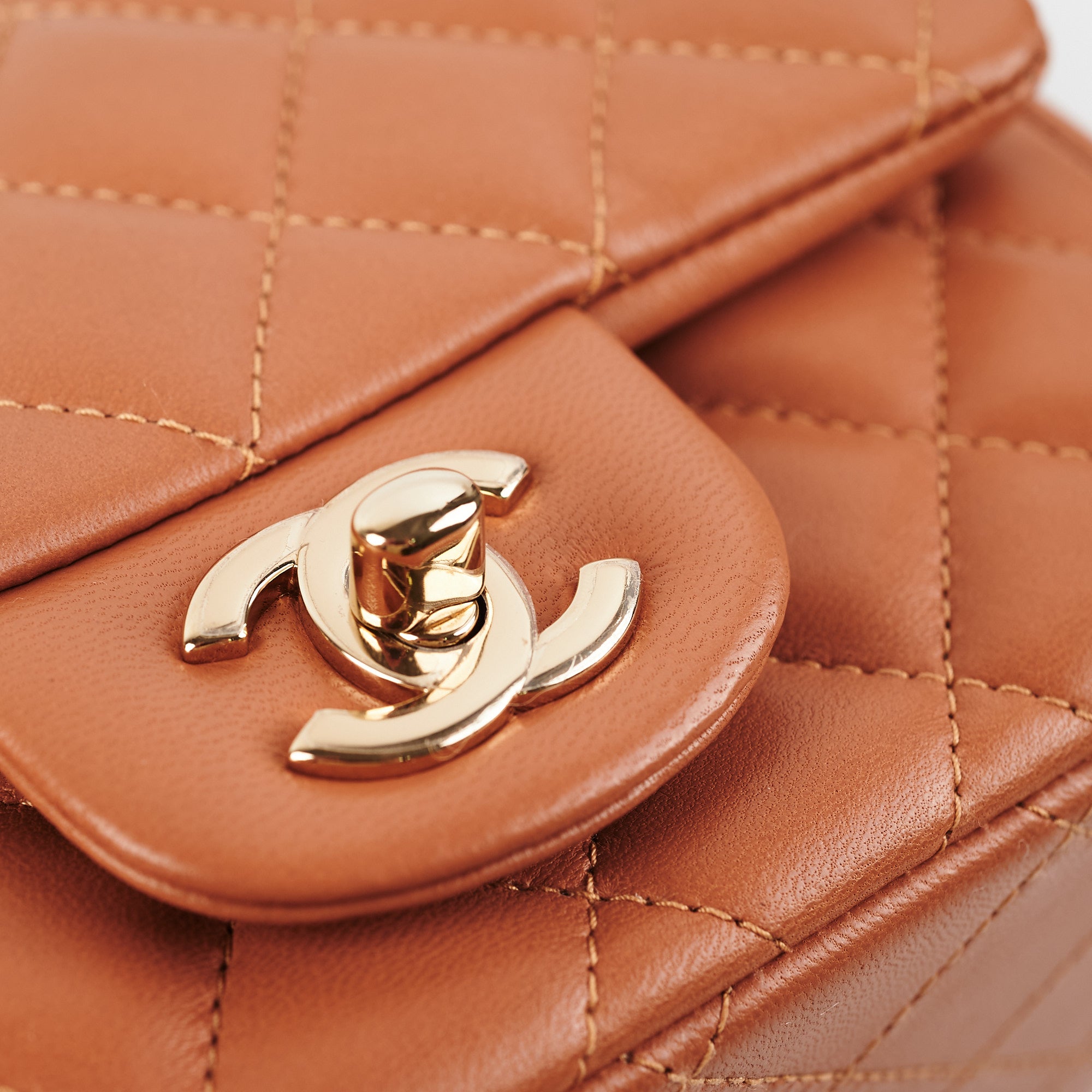 Chanel 21P Quilted Mini Square Bag in Caramel - Luxury Crossbody Purse for Women, Perfect for Date Night & Evening Events