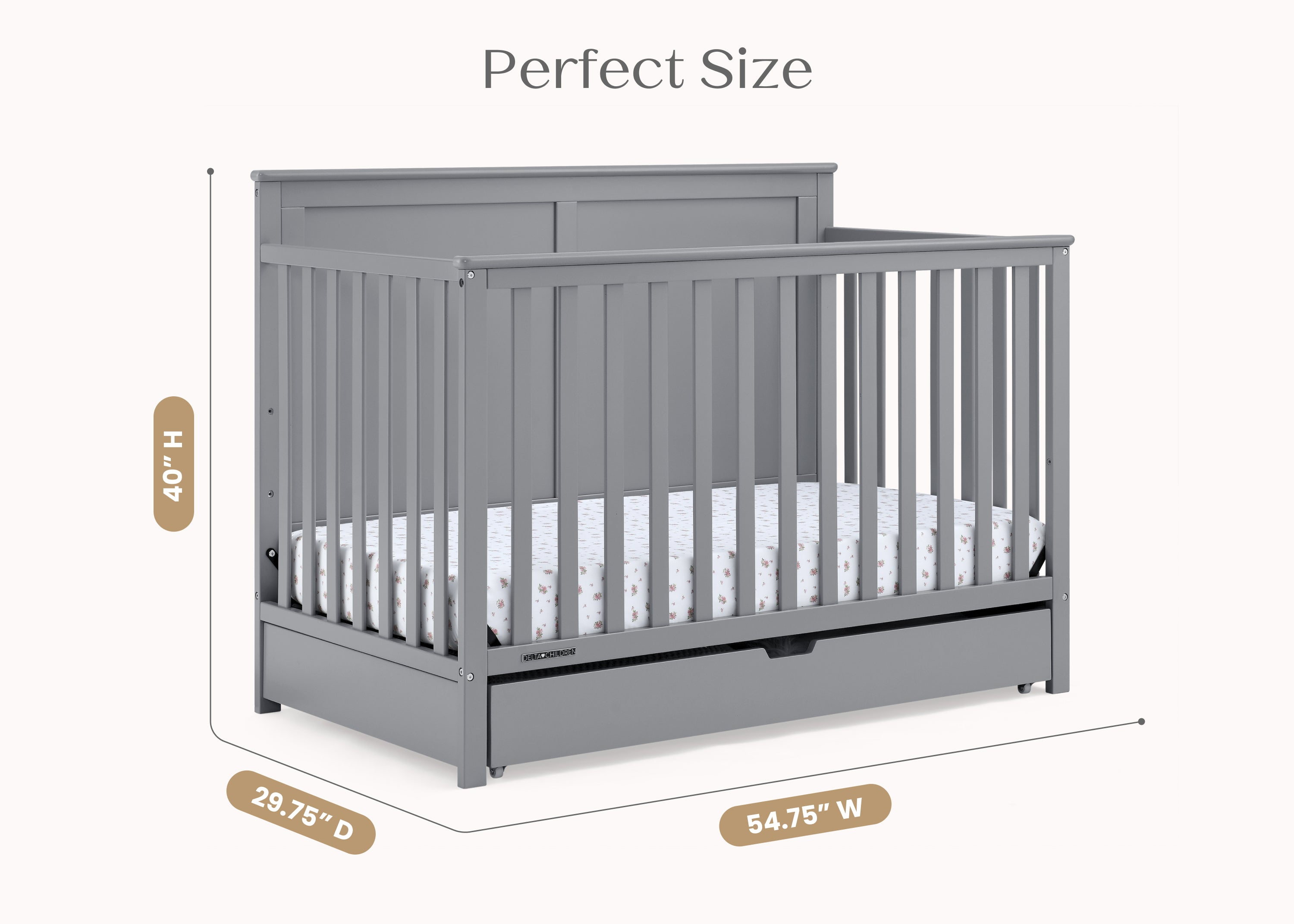Logan 6-in-1 Convertible Baby Crib with Underdrawer Storage - White Nursery Furniture for Newborn to Toddler Bed | Perfect for Small Spaces & Modern Nurseries
