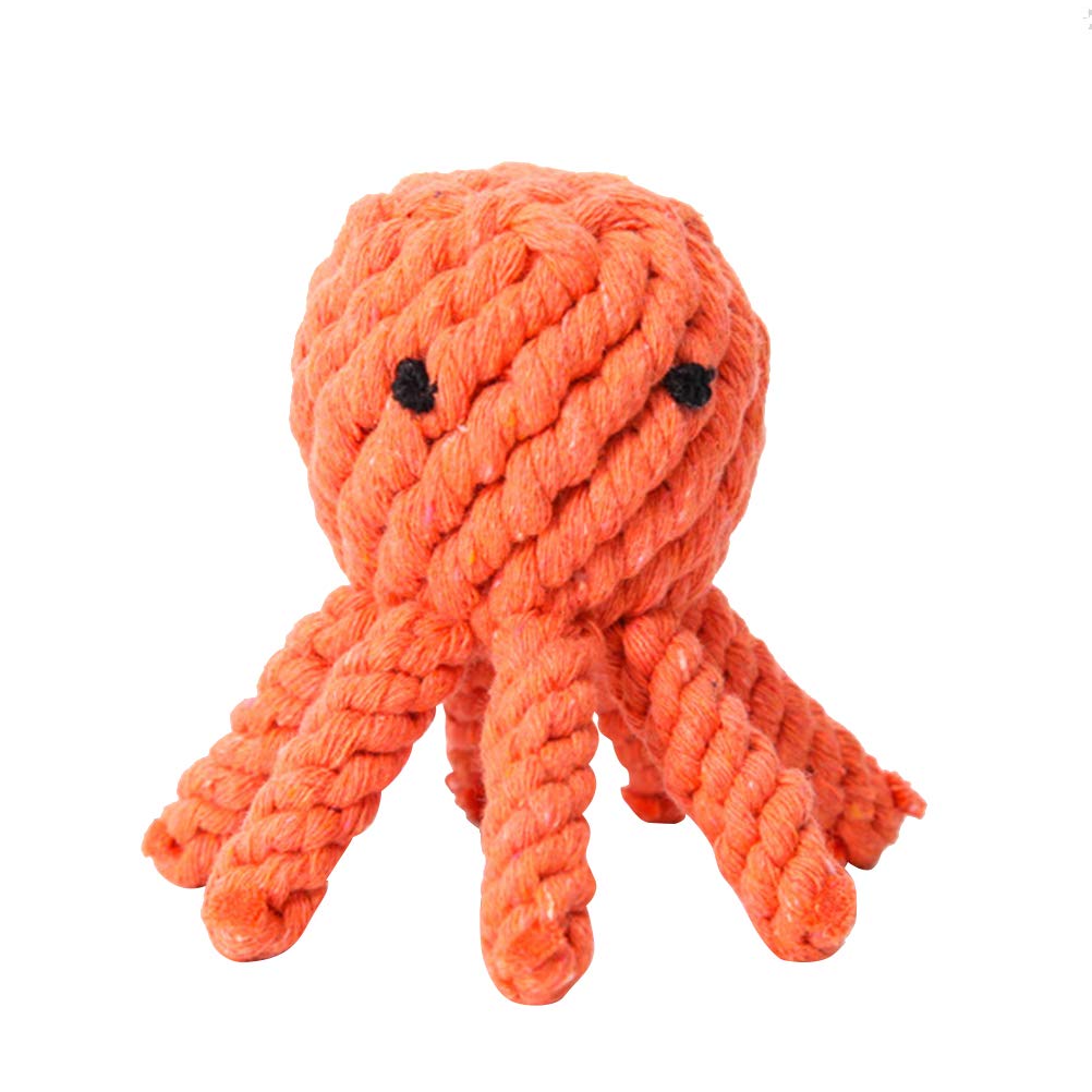 ABOOFAN Funny Cotton Rope Octopus Chew Toy for Dogs & Cats - Durable Teething Puppy Toy, Interactive Pet Play Toy (Orange) - Perfect for Puppy Teething Relief, Training Rewards & Party Favors