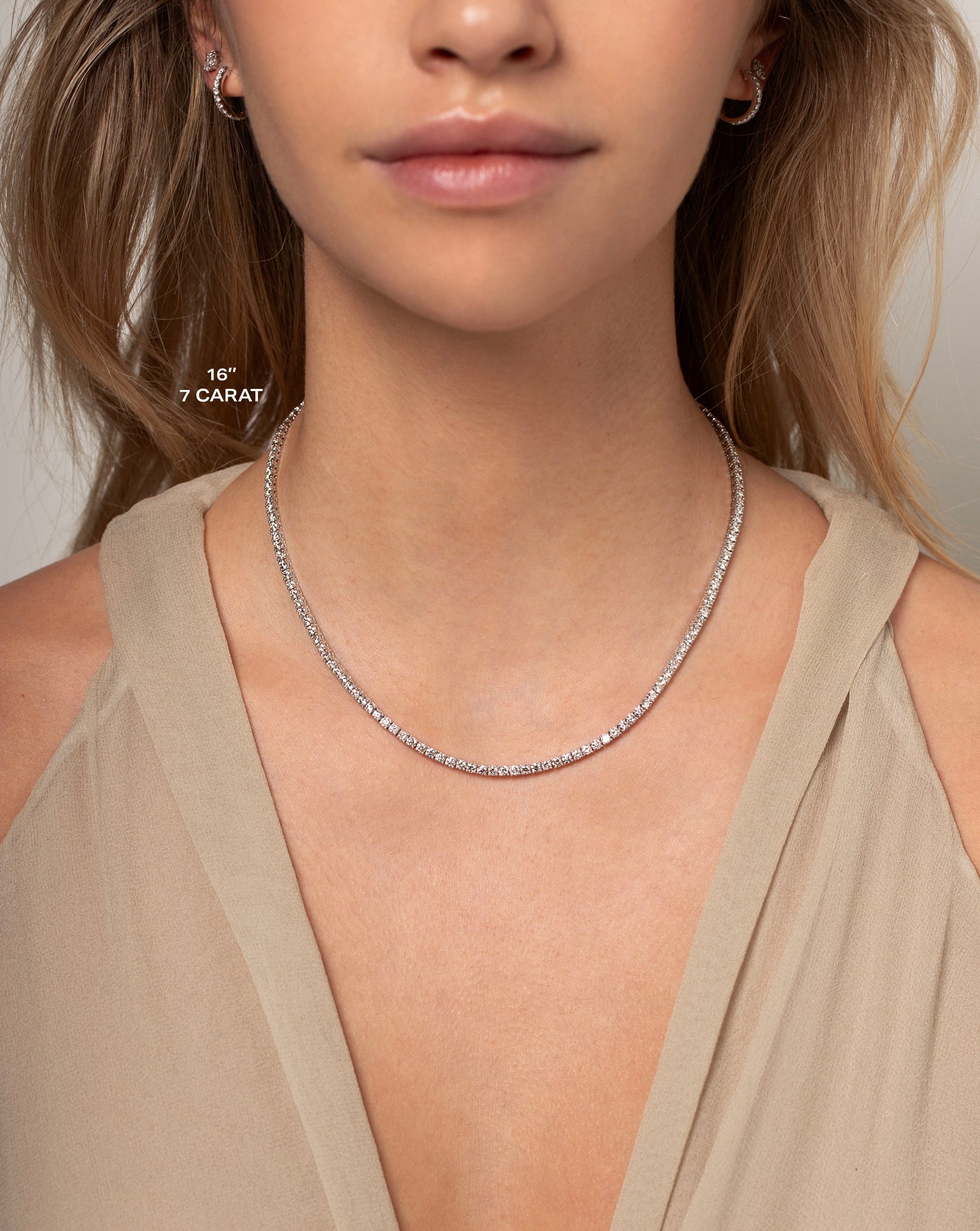 Elegant Classic Diamond Tennis Necklace for Women - Timeless 14K White Gold Pendant Jewelry for Weddings, Parties & Special Occasions