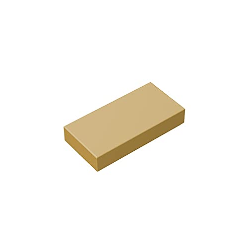 Eske Kouri GDS-566 1x2 Grooved Building Bricks - 50pcs Tan (031) - Compatible with Lego 3069, 30070 & Major Brick Brands - Perfect for DIY Projects, Model Building & Creative Play