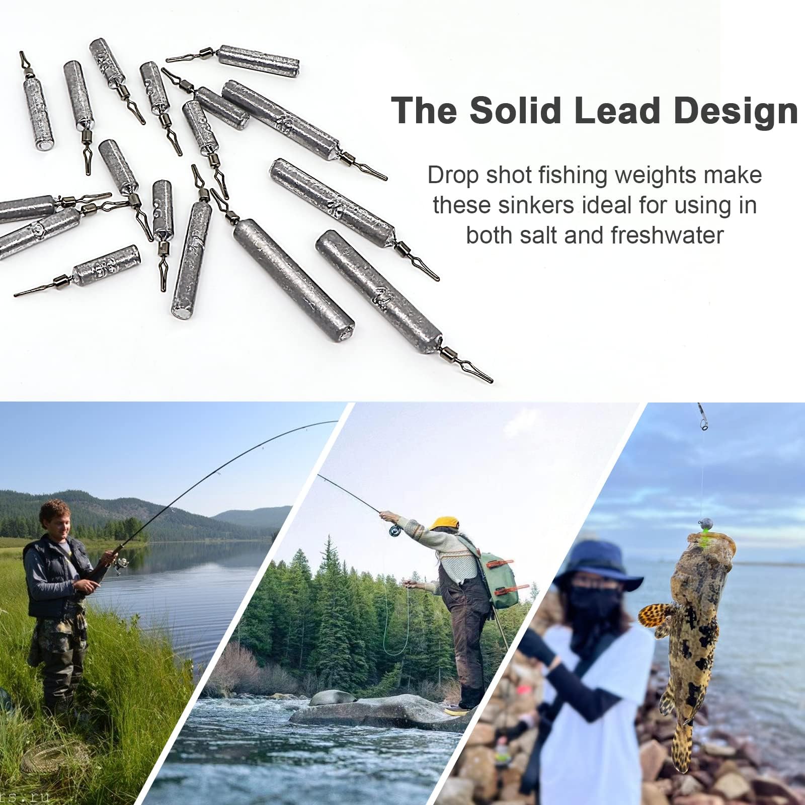 30pcs Fishing Weights Sinkers Kit - Drop Shot Weights & Fishing Sinker Assortment with Barrel Swivels | Lead Free Snag-Free Pencil Sinkers for Bass, Catfish | Freshwater & Saltwater Fishing Gear for Anglers | Perfect for Lake, River, Ocean Fishing Trips