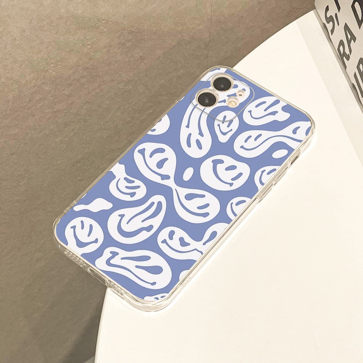 Smiley Face iPhone 12 Case - Cute Aesthetic Shockproof Protective Phone Cover for Women & Girls - Perfect for Everyday Use, School, Work & Travel
