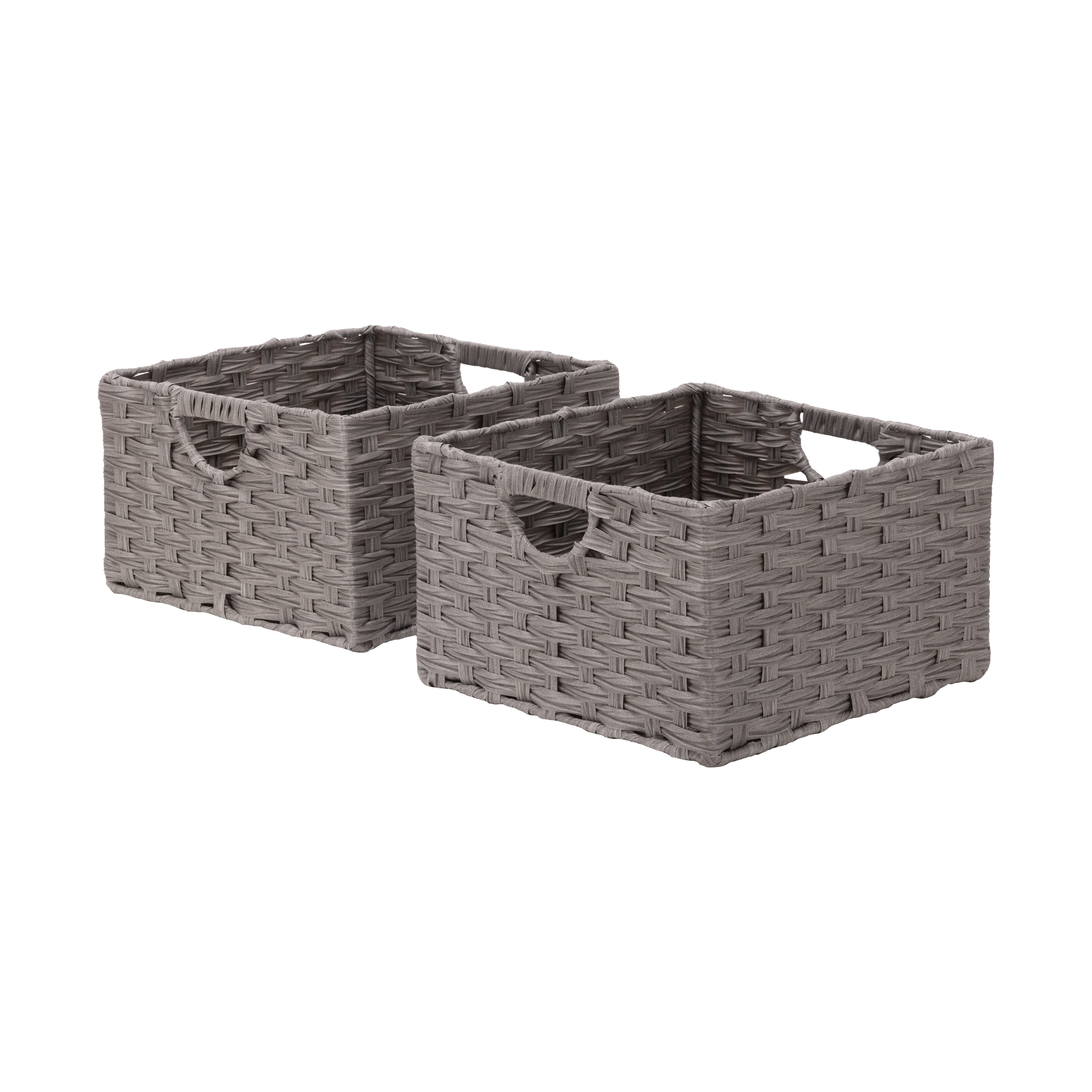Handwoven Rattan Basket Set of 2 - Natural Woven Storage Baskets for Home Organization, Laundry, Toys & Decor | Perfect for Nursery, Bathroom & Living Room