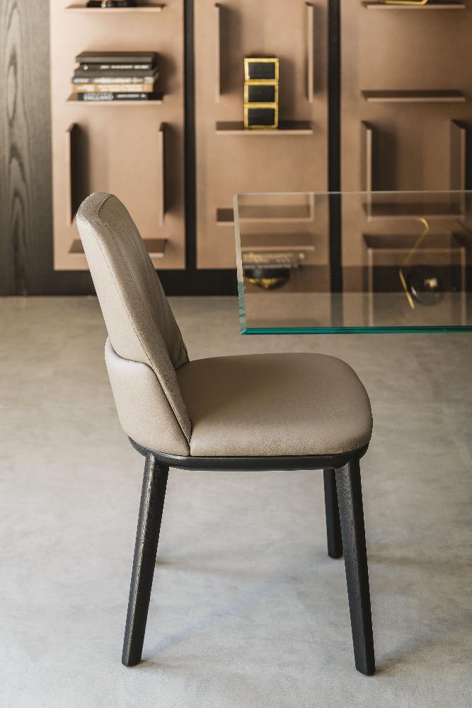 Cattelan Italia Belinda Modern Dining Chair - Upholstered Fabric Seat & Metal Legs for Kitchen, Dining Room, or Office