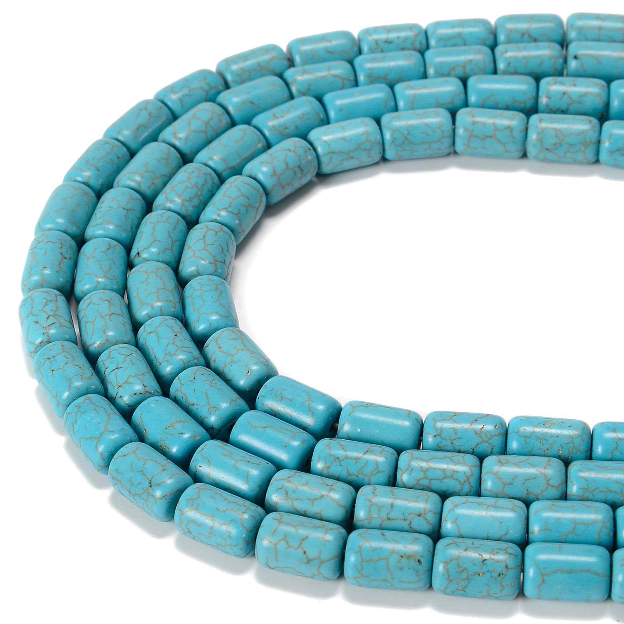 **Blue Howlite Turquoise Cylinder Tube Beads - 18x12mm, 15.5
