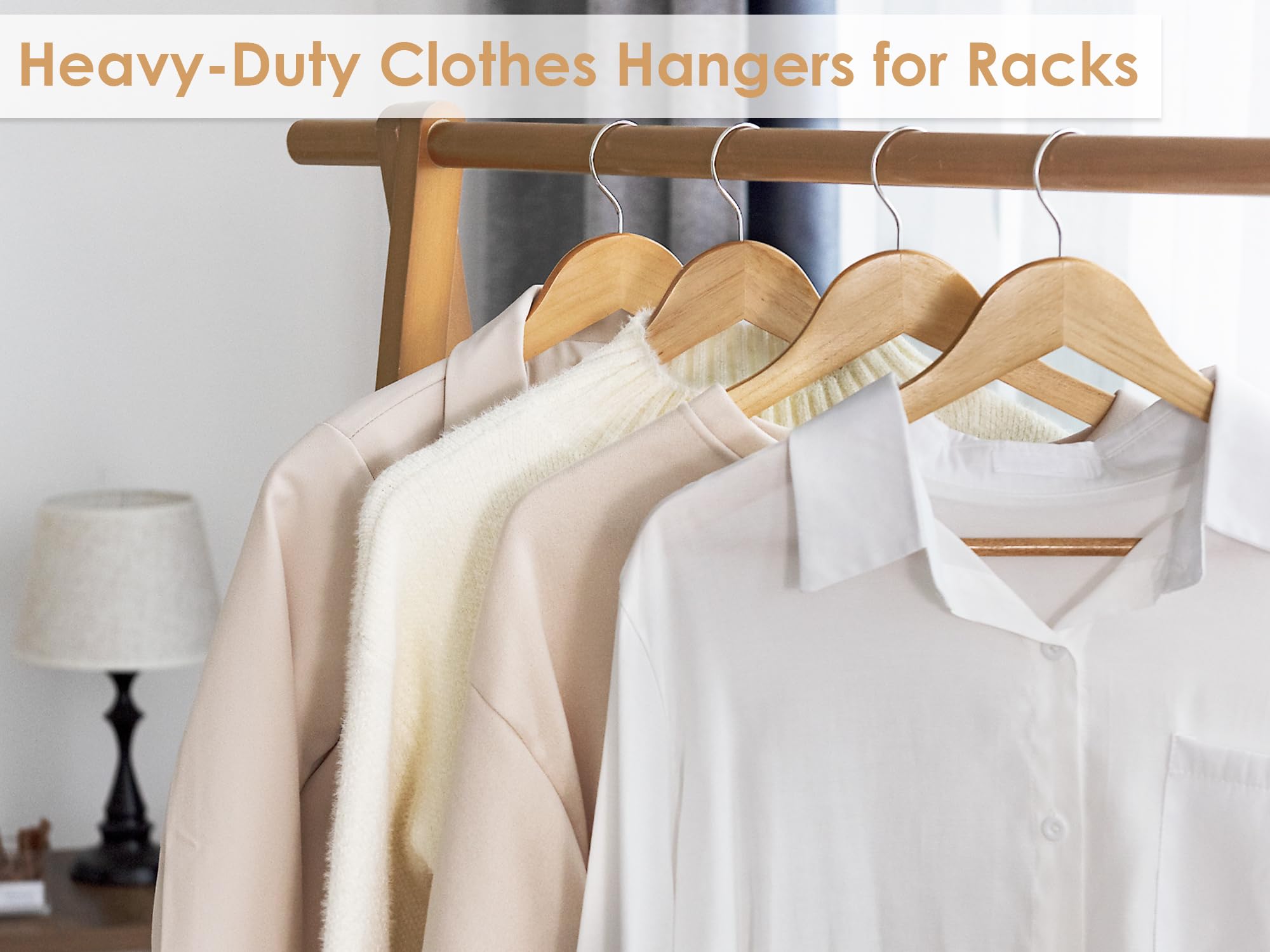 Premium Wooden Clothes Hangers 20-Pack - Natural Finish Coat Hangers for Shirts, Jackets, Pants & Suits - Space-Saving Closet Organizer for Home & Retail Use