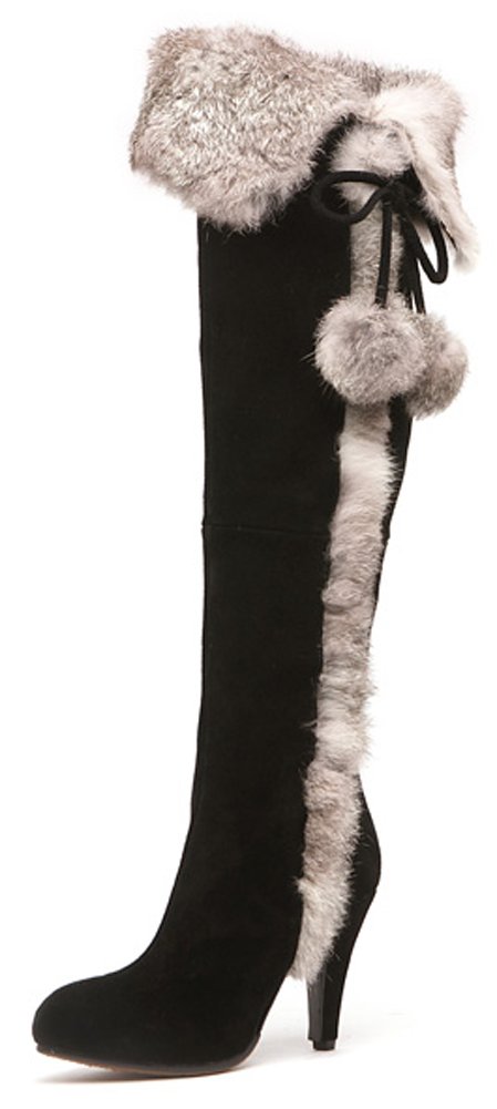 APHNUS Women's Winter Fur Snow Boots - Tall Over The Knee Thigh High Boots for Cold Weather, Snow Days & Fashion Outfits