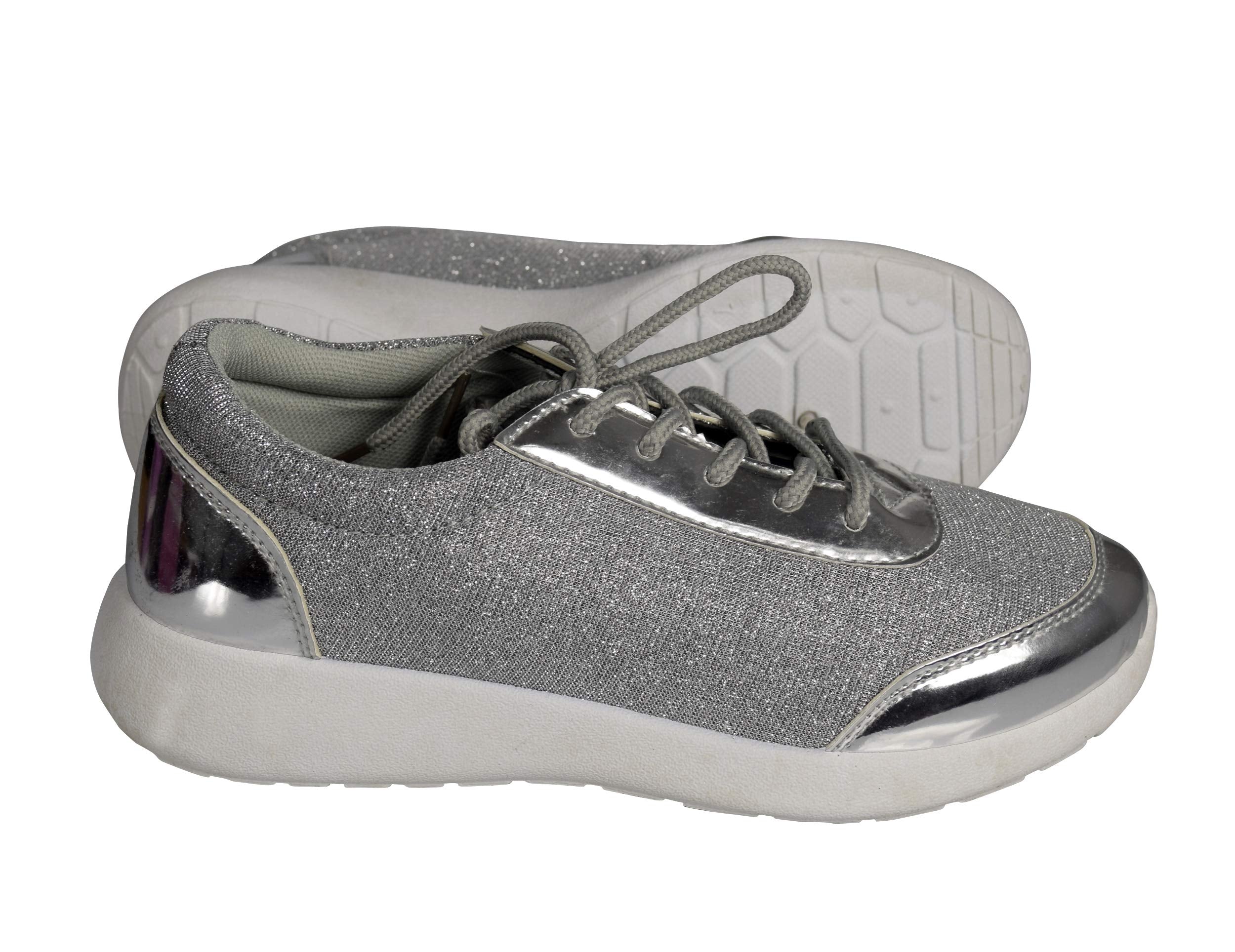 Sparkling Glitter Lace-Up Platform Sneakers for Women - Comfortable Elastic Casual Shoes for Party, Dance & Everyday Wear