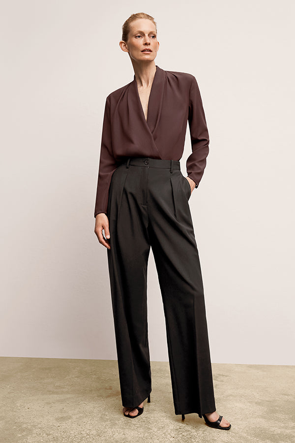 Zuri Pant Washable Wool Twill Pants for Women - Comfortable & Durable Black Trousers for Office, Travel & Casual Wear