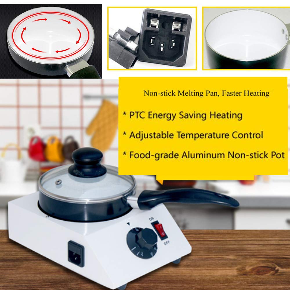 Electric Chocolate Melting Pot - 40W Stainless Steel Tempering Machine for Chocolate, Butter, Cream (2.2lbs Capacity, 30~85°C) - Perfect for Handmade Soap, Candle Making & DIY Candy (110V)