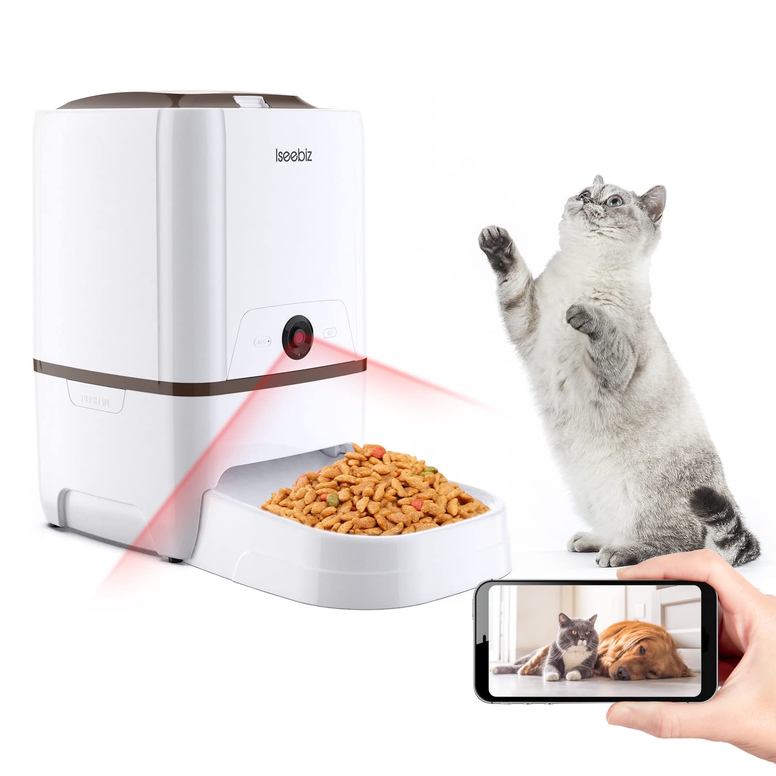 Smart Automatic Pet Feeder with Camera & App Control - 6L Capacity, 2-Way Audio, Voice Reminder & Video Recording - Perfect for Medium/Large Cats & Dogs - Works with Alexa - Ideal for Busy Pet Owners, Travel & Multi-Pet Homes