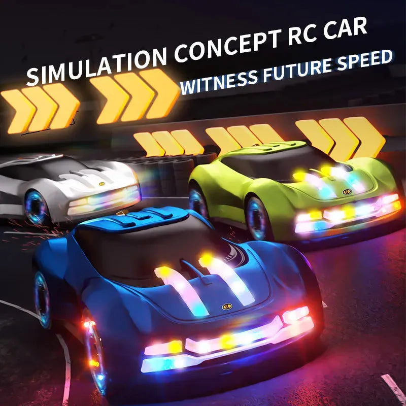 JJRC Q206 2.4G RC Car - Futuristic Concept Racing Car with LED Lights & Music Play, Ready-to-Run (RTR) Remote Control Toy - Perfect for Indoor Racing, Birthday Gifts & Kids Outdoor Play