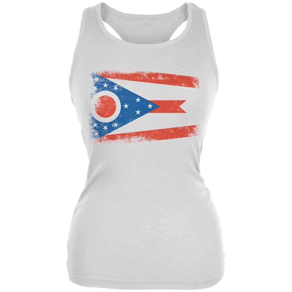 Born and Raised Ohio State Flag Juniors Soft Tank Top - White, Large | Comfortable Casual Wear for College Students, Game Days & Summer Outfits