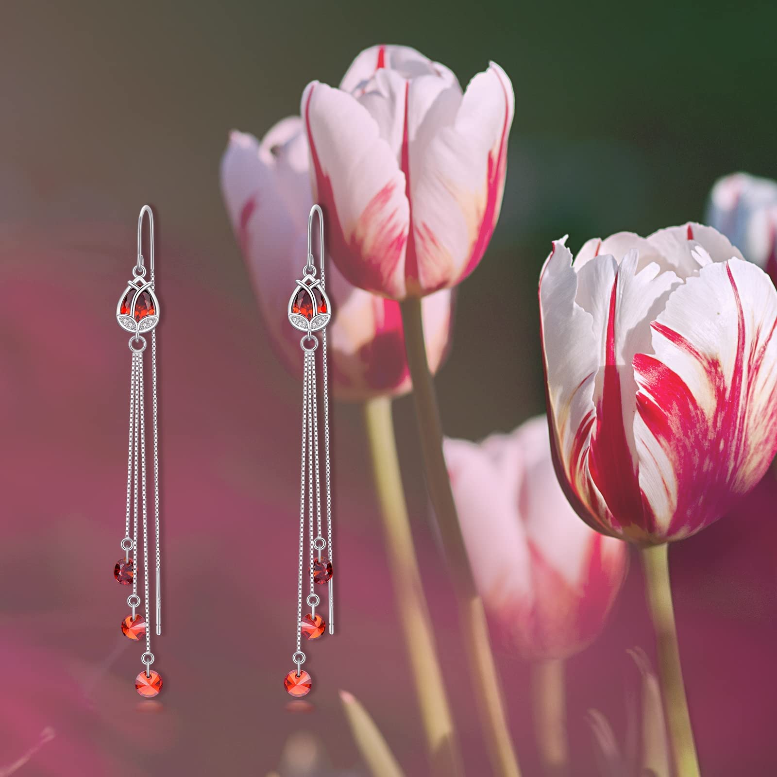 Sterling Silver Threader Earrings with Cubic Zirconia - Flower, Star, Heart & Butterfly Charms | Elegant Dangle Drop Earrings for Women & Girls | Perfect for Parties, Weddings & Everyday Wear