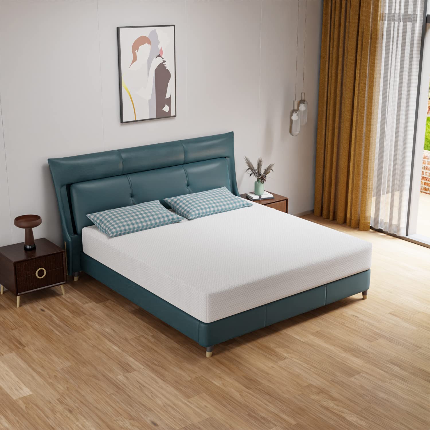 PayLessHere 10 Inch Green Tea Memory Foam Mattress - CertiPUR-US Certified, Fiberglass Free with Removable Soft Cover | King Size Mattress for Bed Frame, Bunk Bed, Trundle & Daybed | Perfect for Guest Rooms, Dormitories & Home Use (White)