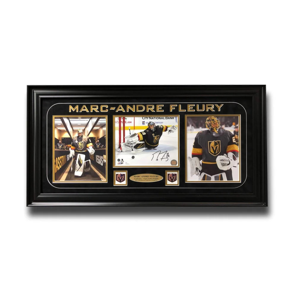Marc Andre Fleury Autographed 8x10 Photo Collage - Vegas Golden Knights Framed Memorabilia with COA - Perfect for Hockey Fans, Man Cave Decor & Sports Collectibles