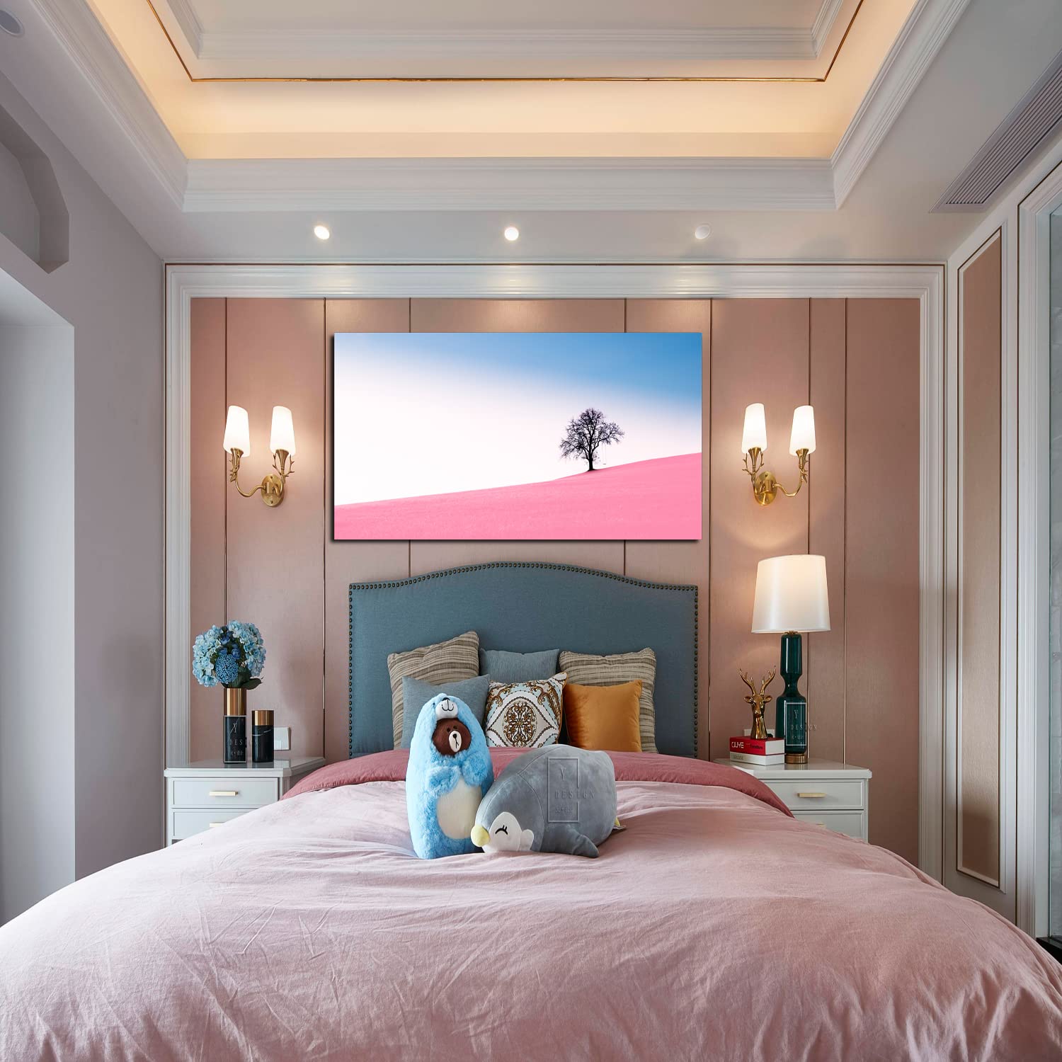 Pink Desert Sunset Canvas Wall Art - Framed Sand Dunes Painting for Home, Office, Bedroom & Living Room Decor | Ready to Hang | Perfect for Boho, Modern & Minimalist Interior Design