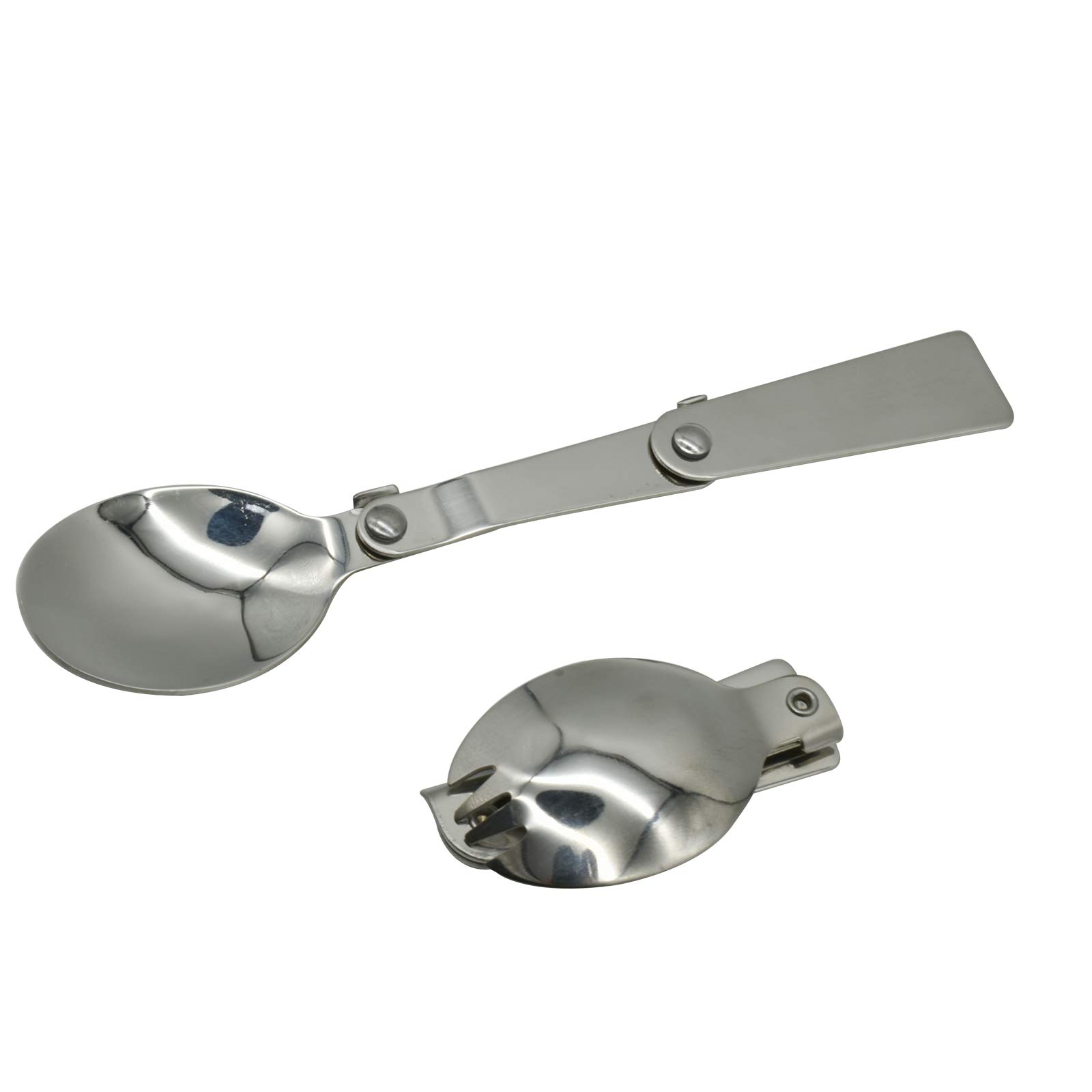 Foldable Stainless Steel 18/10 (304) Spoon and Fork Set - 2 Pack Portable Spork for Camping, Hiking, Picnics & Outdoor Dining | Durable Salad Utensils for Thermos Lunch Boxes & Travel Meals