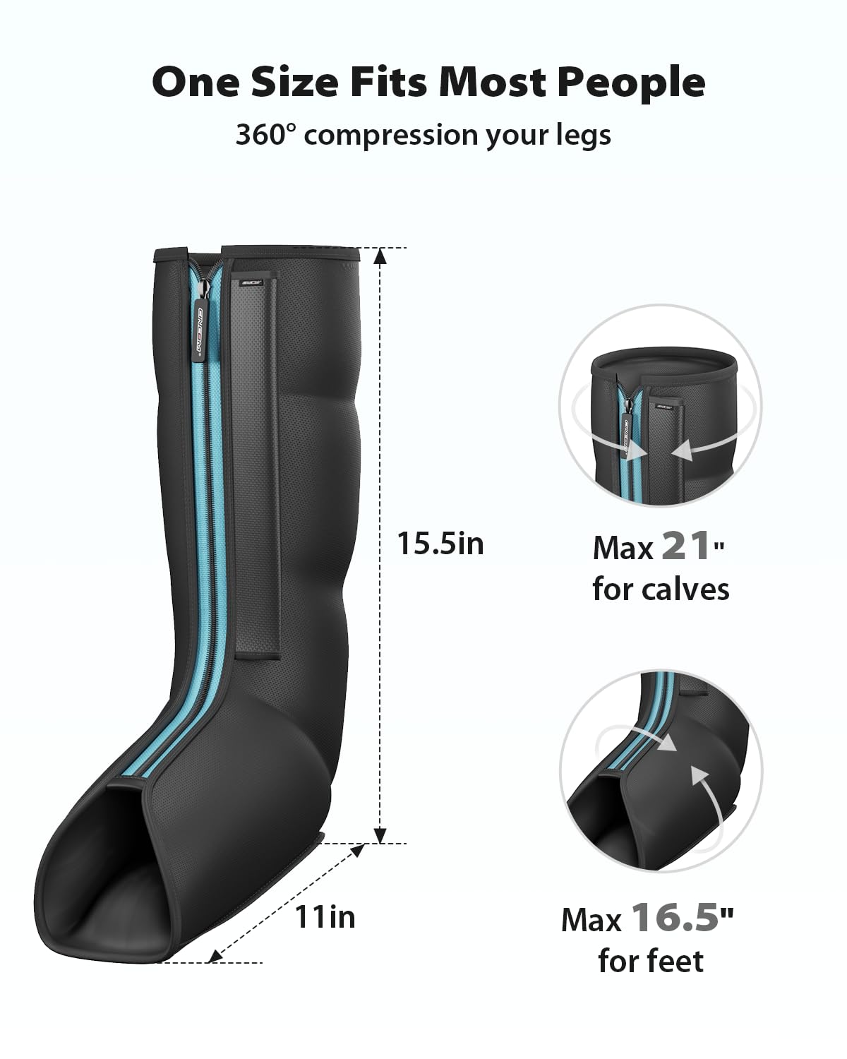 **CINCOM Air Compression Leg Massager for Circulation & Pain Relief – Foot & Calf Massager for Lymphedema, Edema, Restless Legs – Relaxing Gift for Women & Men – Perfect for Home, Office & Travel Use**