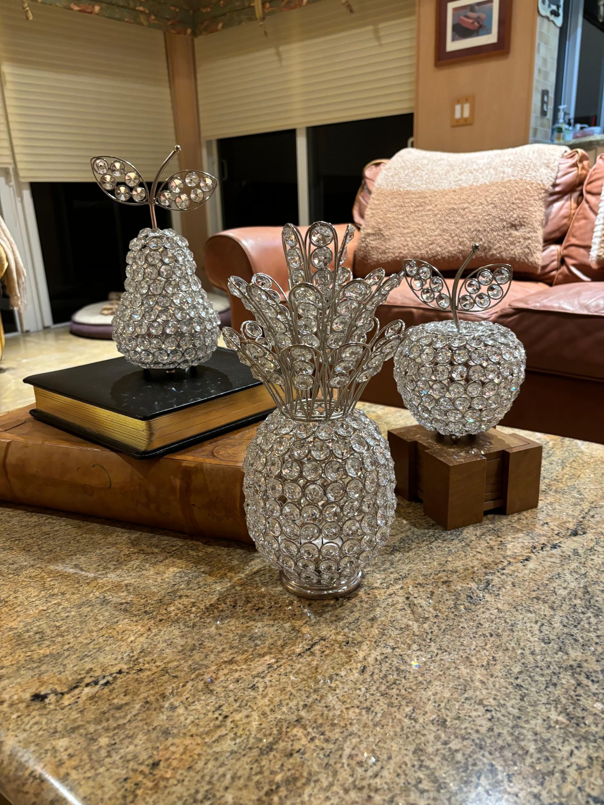 Crystal Silver Pineapple Decor - 12.5