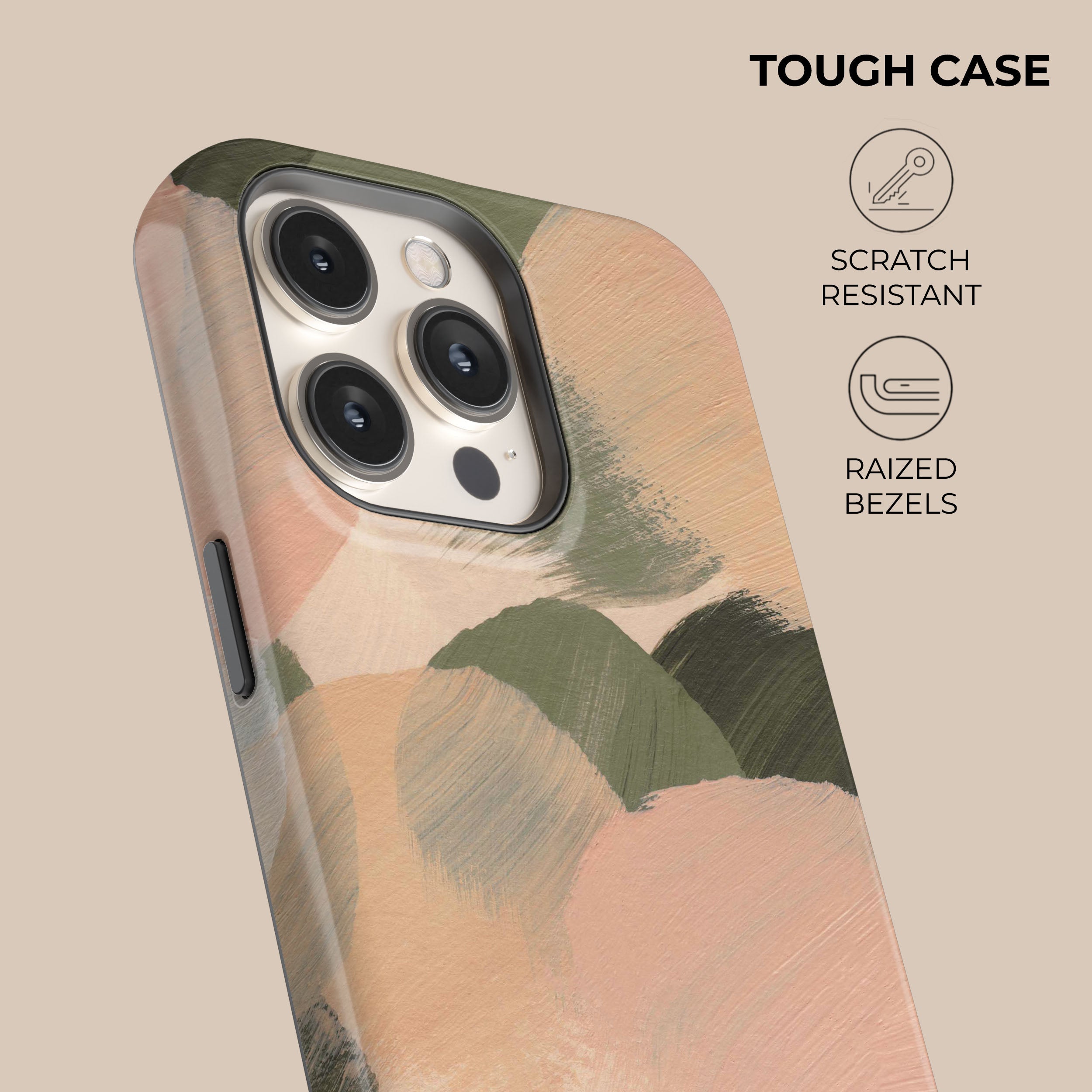 Slim Beige Minimalist Phone Case - Soft Matte Finish, Shockproof Protection for iPhone 15/14/13/12/11 Pro Max | Perfect for Everyday Use, Travel & Work