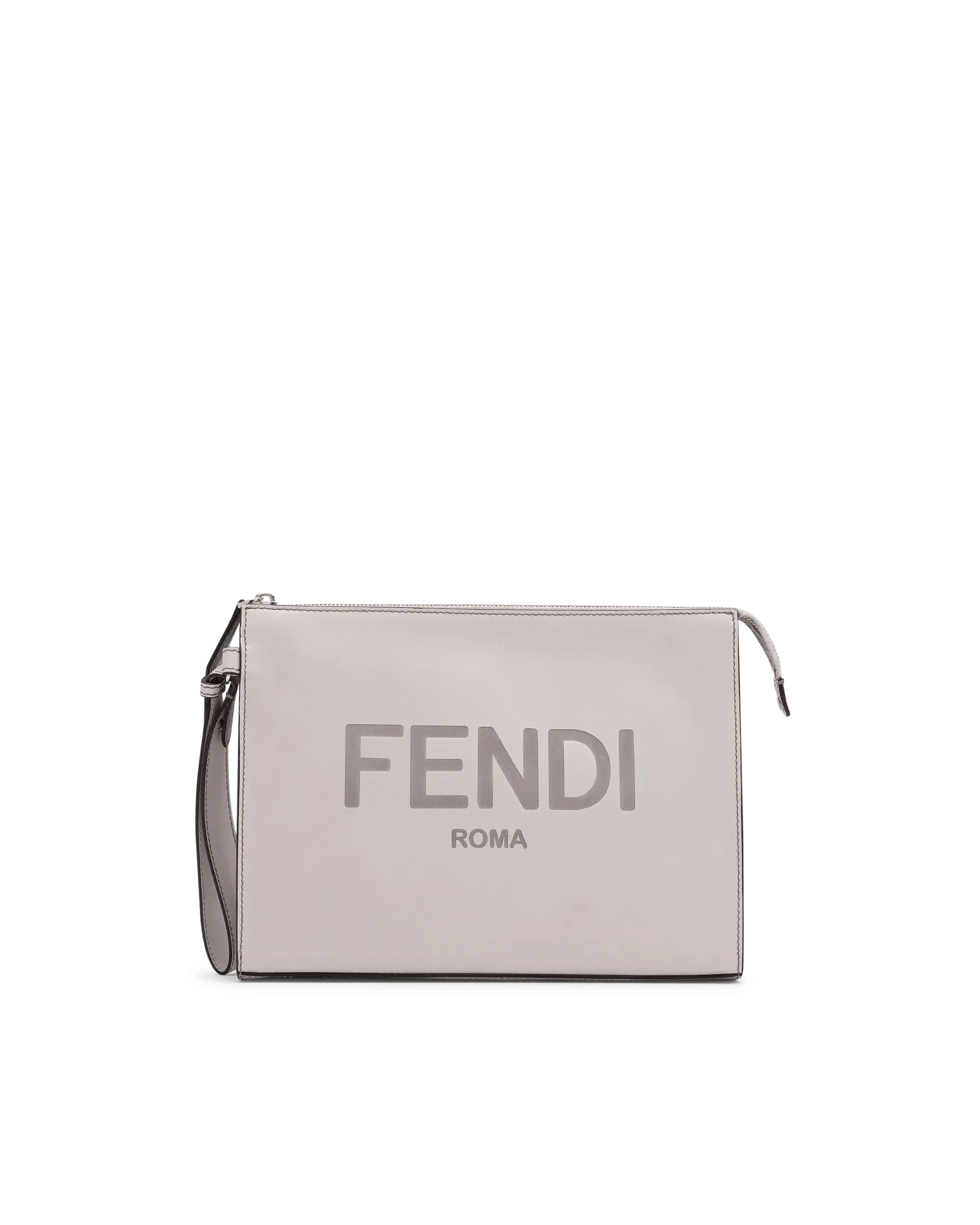 Fendi Gray Leather Clutch Bag for Women - Elegant Evening Purse for Parties, Weddings & Special Occasions