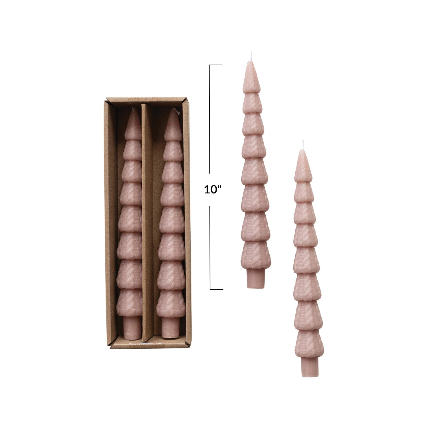 Unscented Cable Knit Tree Shaped Taper Candle - Handmade Decorative Christmas Candle for Holiday Table Centerpiece, Mantel Decor, and Cozy Winter Ambiance