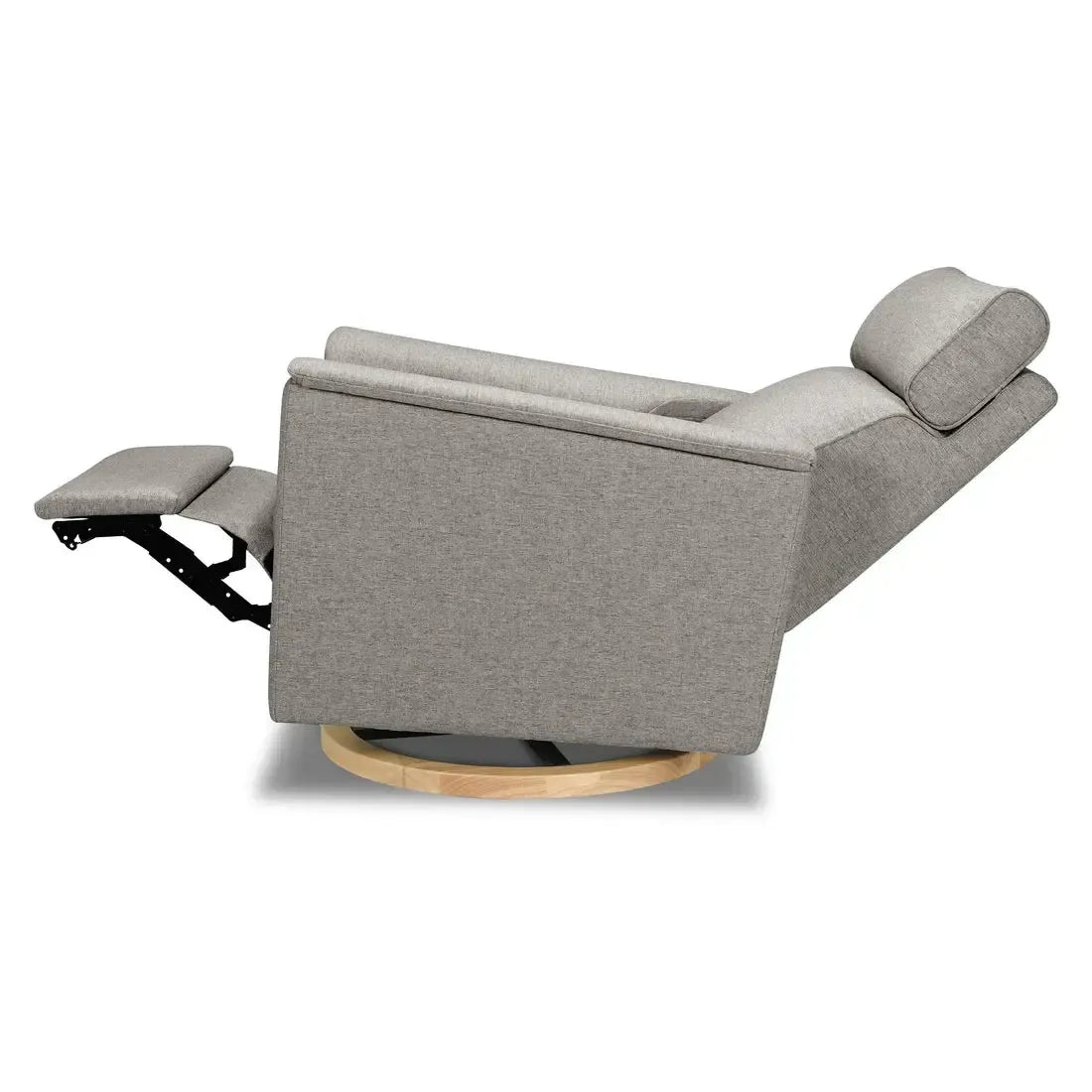 Monogram by Namesake Willa Power Recliner with Adjustable Headrest - Performance Grey Eco Weave & Wood Base (Exclusive) - Perfect for Living Room, Home Theater & Office Relaxation