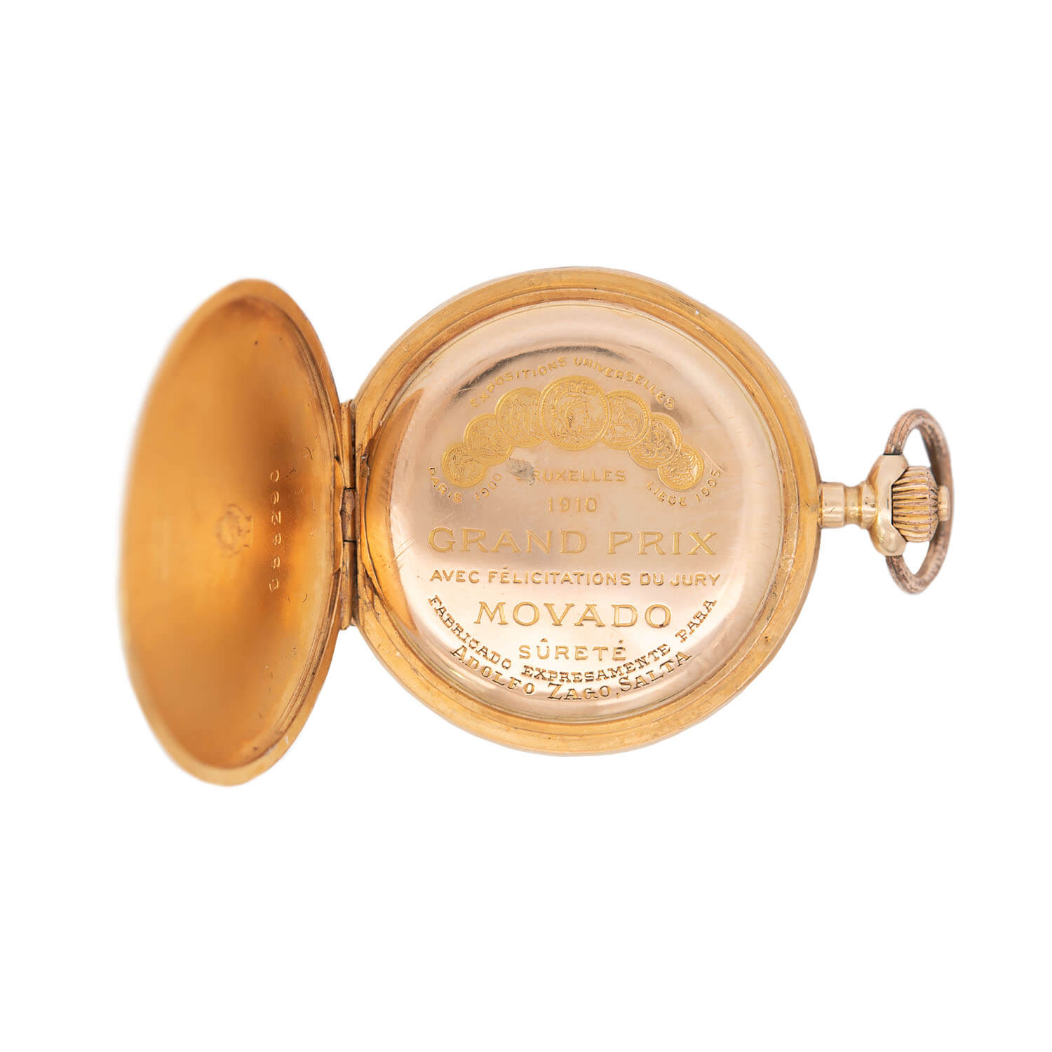 Vintage Movado Art Nouveau 1910 International Expo 18k Rose Gold Pocket Watch with 1ctw Rose Cut Diamonds - Antique Collector's Timepiece for Special Occasions & Luxury Gifts