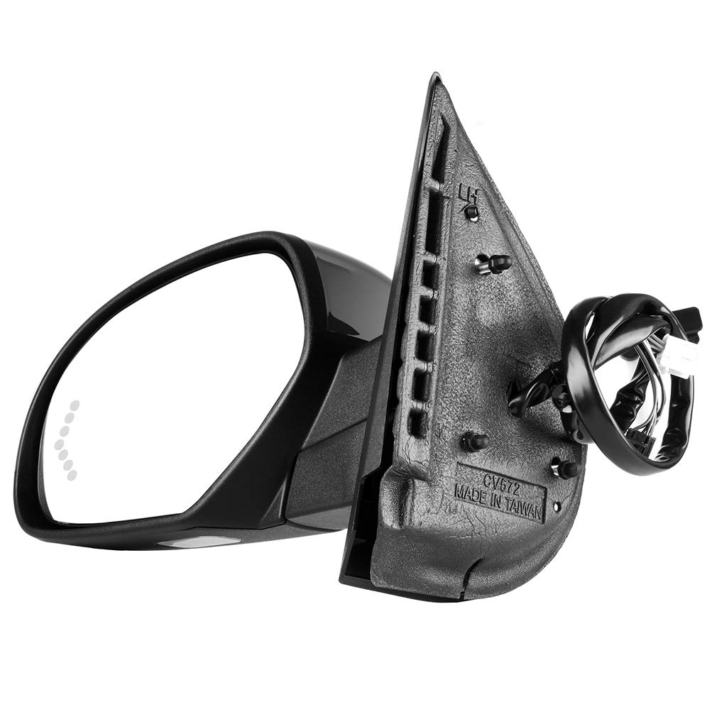 OCPTY Black Left Side Power Folding Heated Mirror with Turn Signal & Memory - Compatible with 2007-2013 Chevy Silverado 1500 | Metallic Finish, Puddle Lamp | Perfect for Night Driving & Winter Conditions