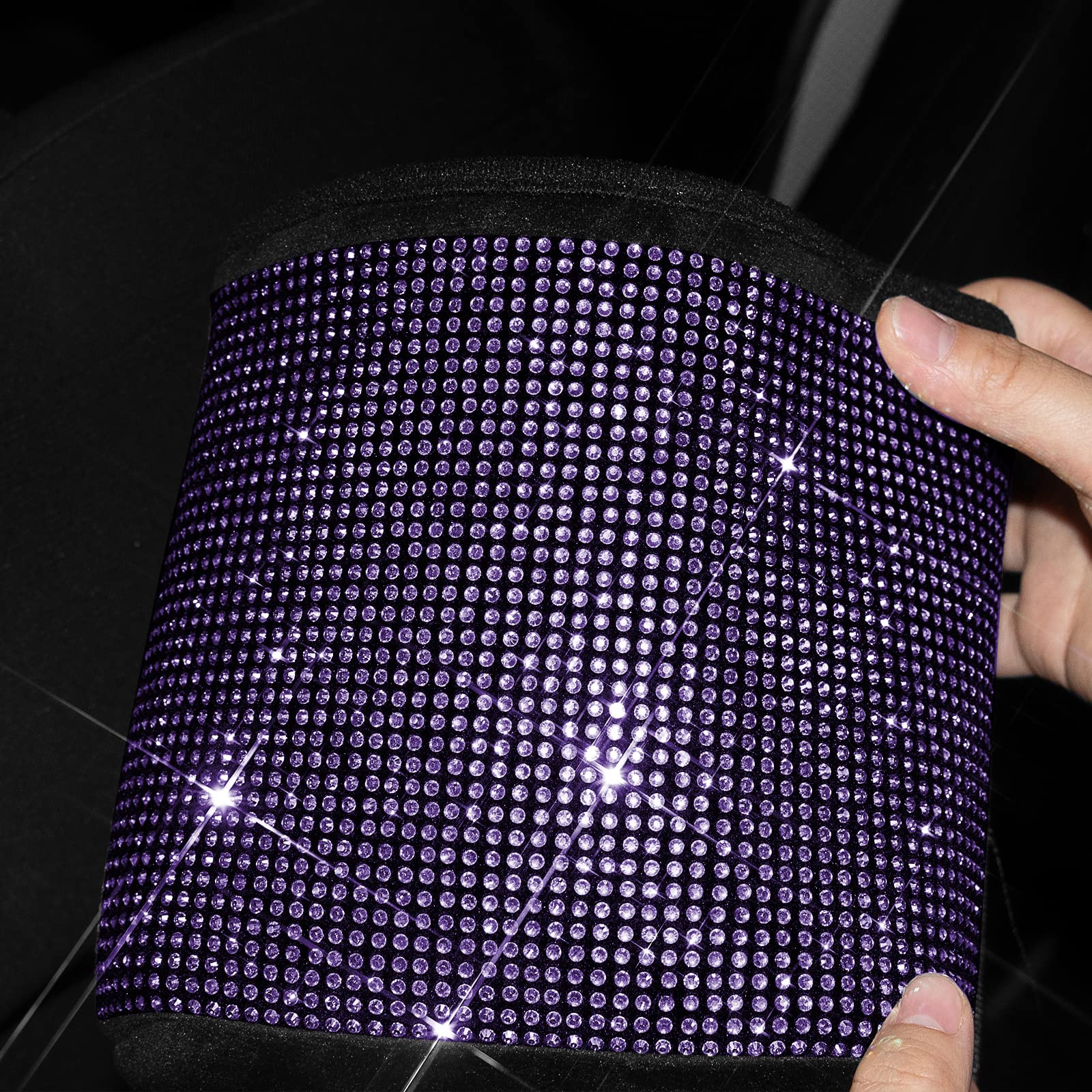Bling Crystal Car Seat Organizer - Premium Front & Back Seat Travel Caddy Bag with Garbage Pocket | Diamond Car Accessories (1-Pack, Purple) | Perfect for Road Trips, Commuting & Family Travel