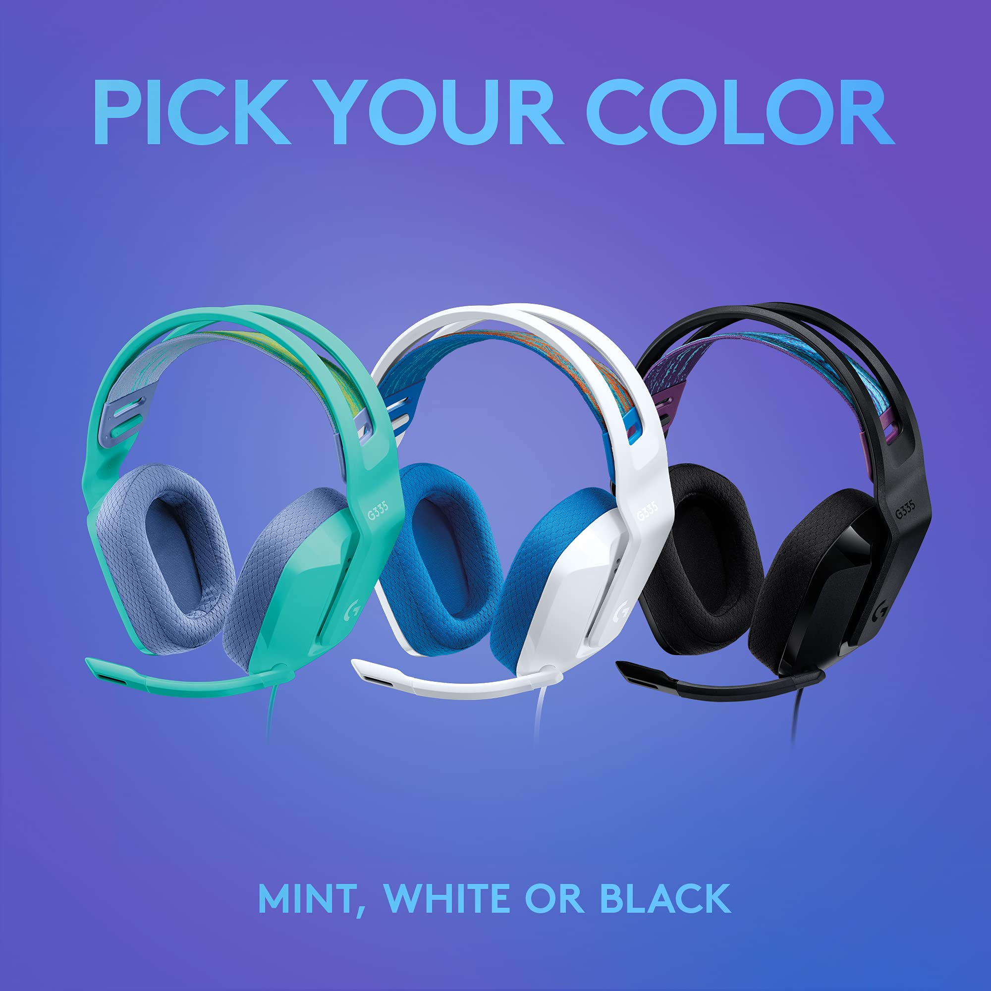 Logitech G335 Wired Gaming Headset with Flip-to-Mute Mic - Lightweight Over-Ear Headphones with Memory Foam Earpads, 3.5mm Audio Jack - Compatible with PC, PS4, PS5, Xbox, Nintendo Switch (Black) - Perfect for Competitive Gaming, Streaming & Online Classes