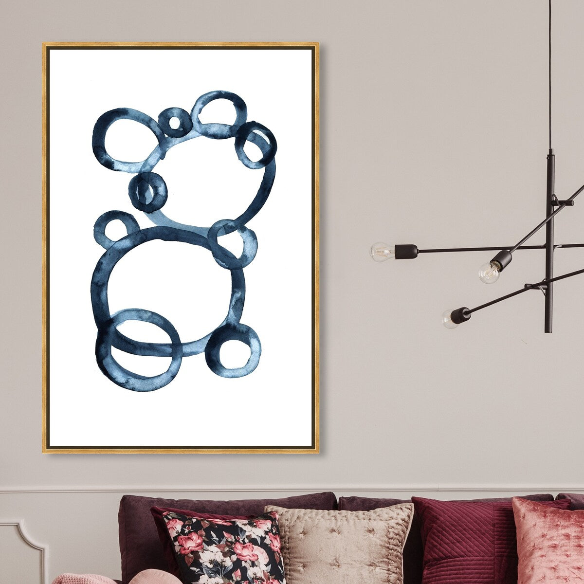Bear Bubbles Canvas Wall Art - Modern Baby Bear Finger Painting Nursery Decor - White Framed Contemporary Print for Boys Room - Perfect for Kids Bedroom, Playroom & Baby Shower Gift