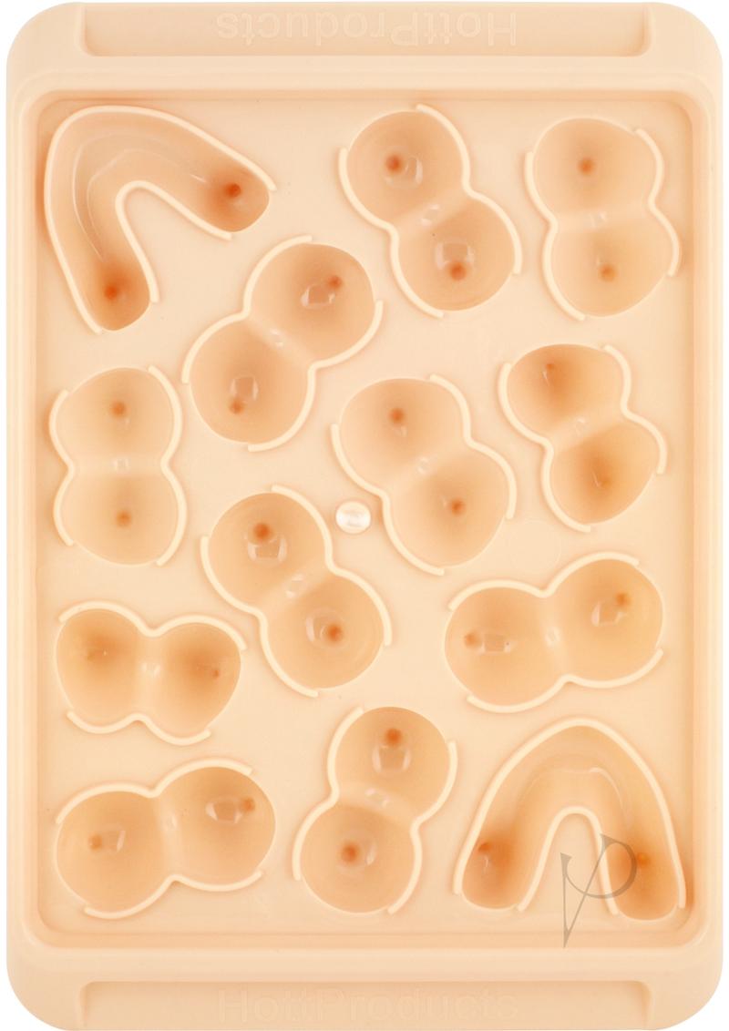 Boobie Ice Tray Flesh 2 Pack - Silicone Breast Shaped Ice Cube Molds for Bachelorette Parties, Cocktails & Fun Drinks