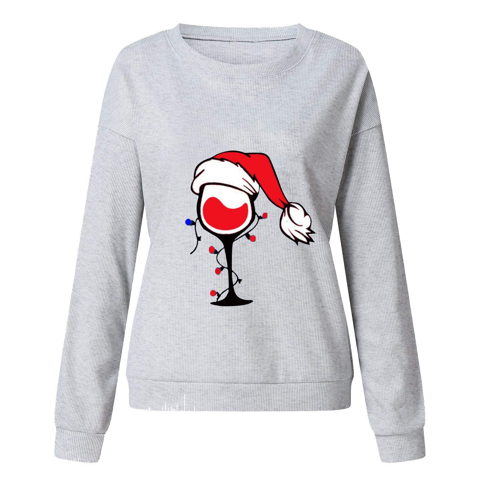 Women's Long Sleeve Sweatshirt Pullover - Soft Casual Fitted White Shirt for Christmas & Winter | Cozy Loungewear, Holiday Outfits, Everyday Wear