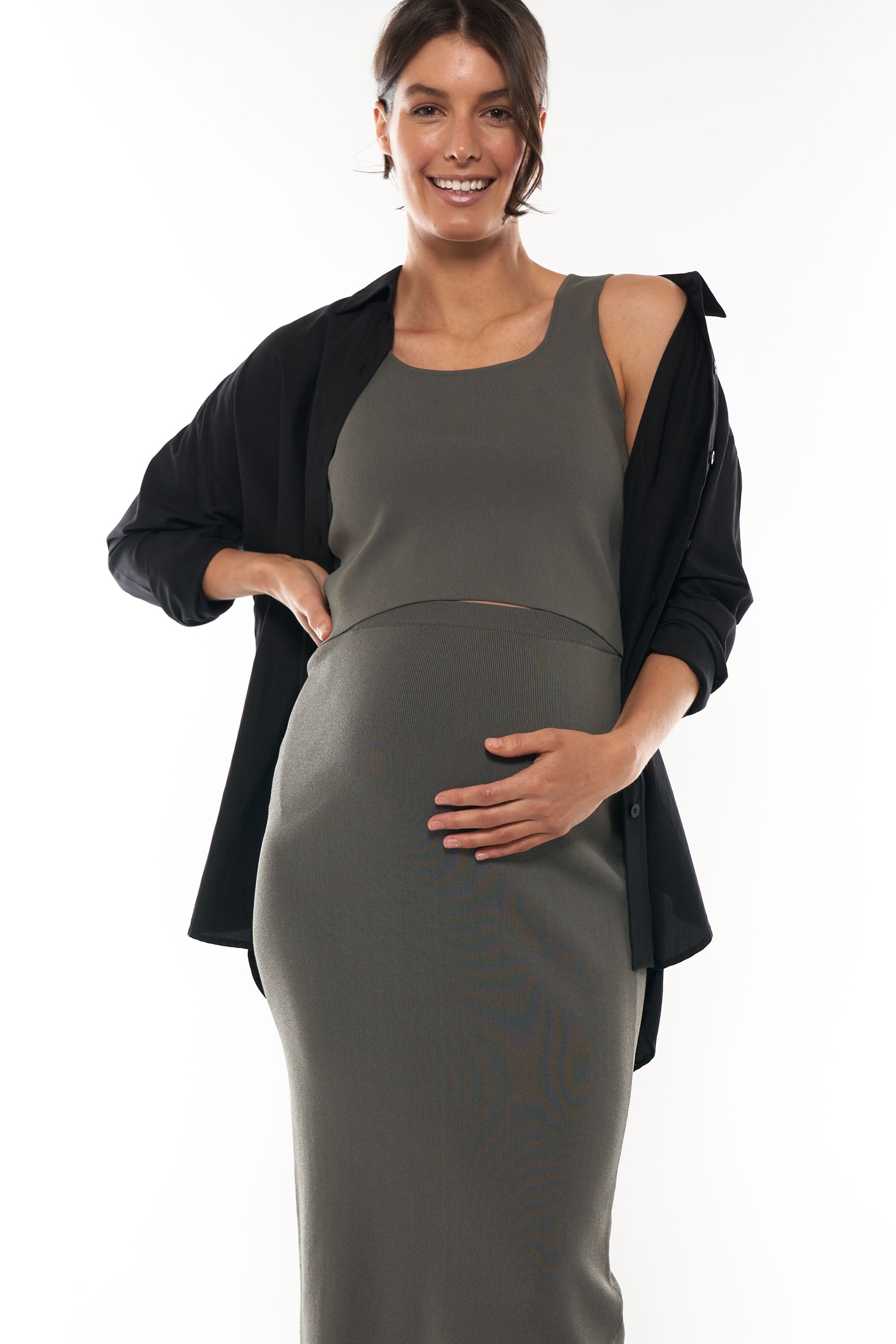 About That Base Knit Crop Top - Women's Stretchy Comfortable Fashion T-Shirt for Casual Wear, Yoga & Layering