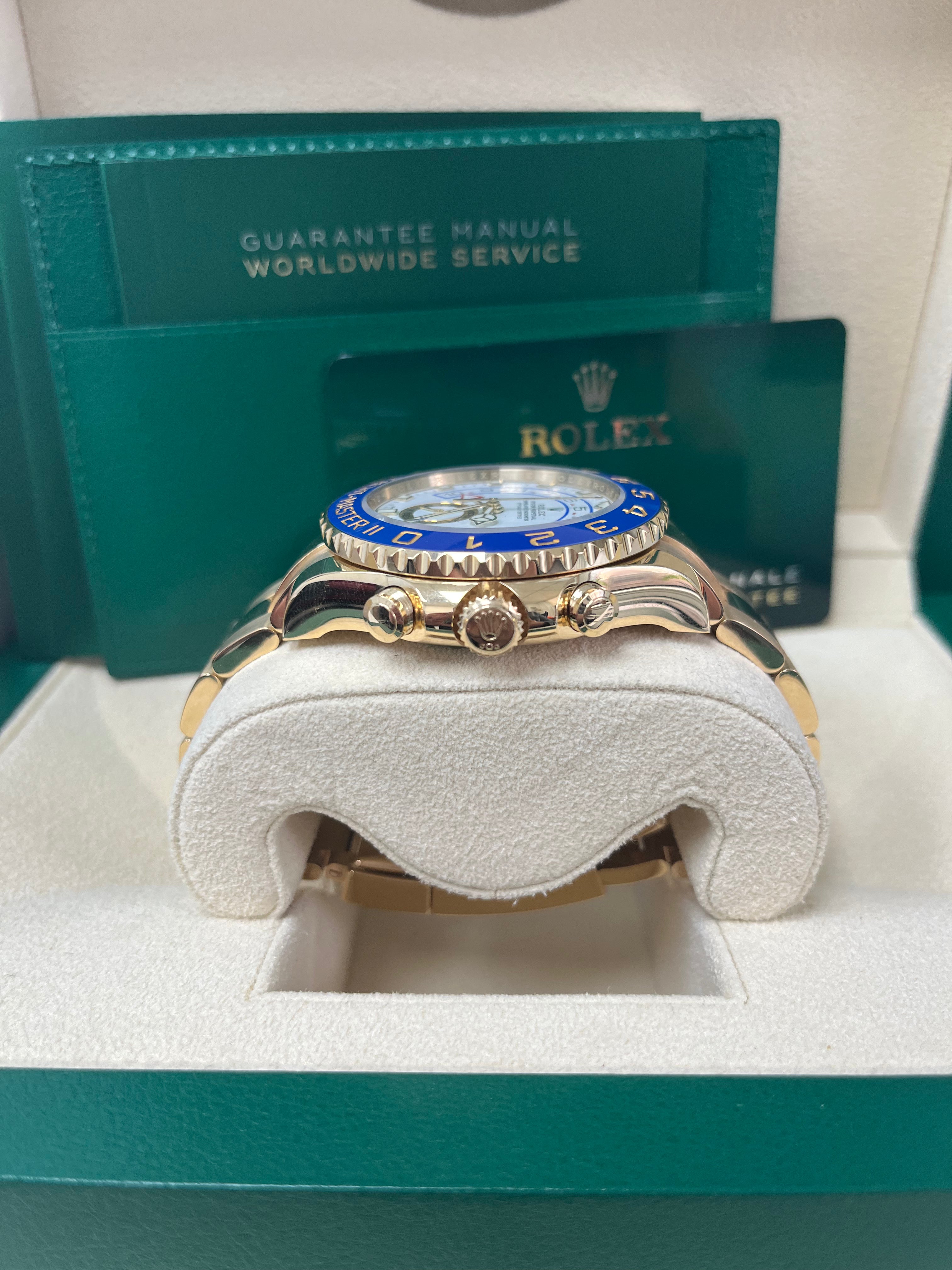 Rolex Yacht-Master II 18K Yellow Gold Men's Watch with White Mercedes Dial - Ref. 116688 - Luxury Nautical Sports Watch for Sailing & Yachting Enthusiasts