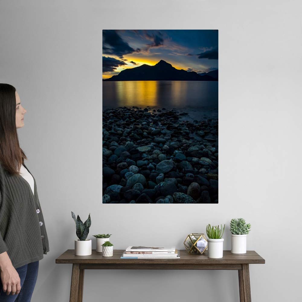 CANVAS ON DEMAND Sunlit Mountain Landscape Wall Decal - Premium Photography Art Print for Home & Office Decor - Perfect for Living Room, Bedroom or Workspace