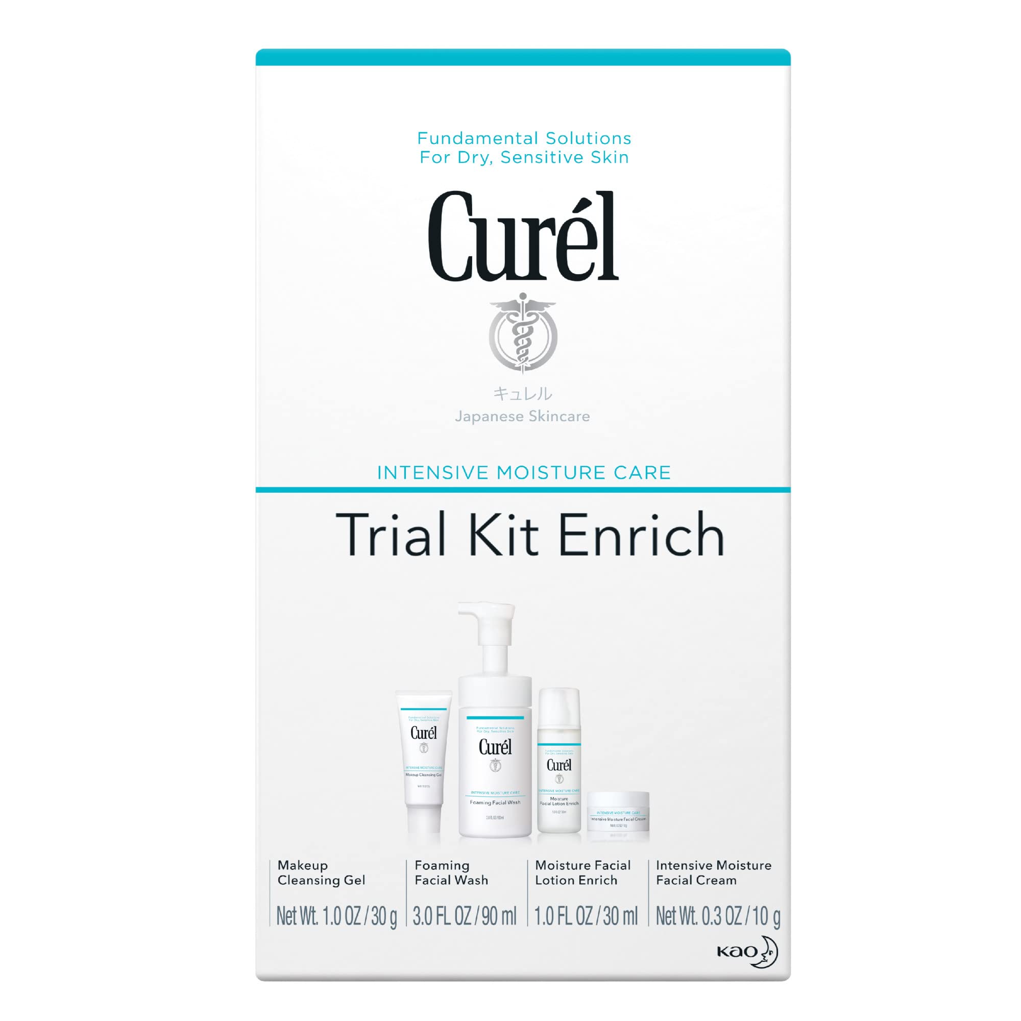 Curel Japanese Skin Care Travel Kit for Dry & Sensitive Skin - Mini Face Wash, Moisturizing Lotion & Gentle Makeup Remover - Perfect for Airplane Carry-on & On-the-Go Skincare
