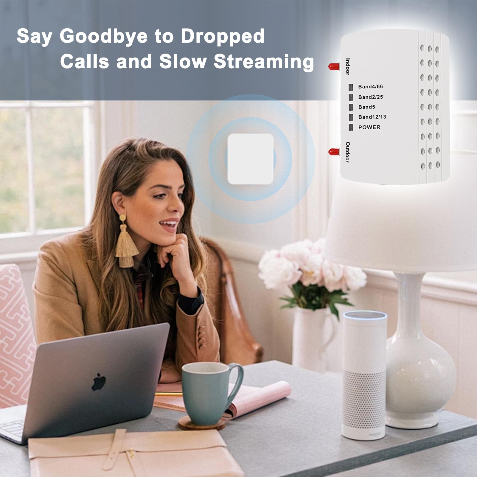 Best Cell Phone Signal Booster for Home & Office - 6000 Sq.Ft Coverage, Dual Antenna 4G/5G LTE Booster for All US Carriers (Band 66/2/4/5/12/17/13/25) - FCC Approved - Perfect for Rural Areas, Basements & Large Buildings