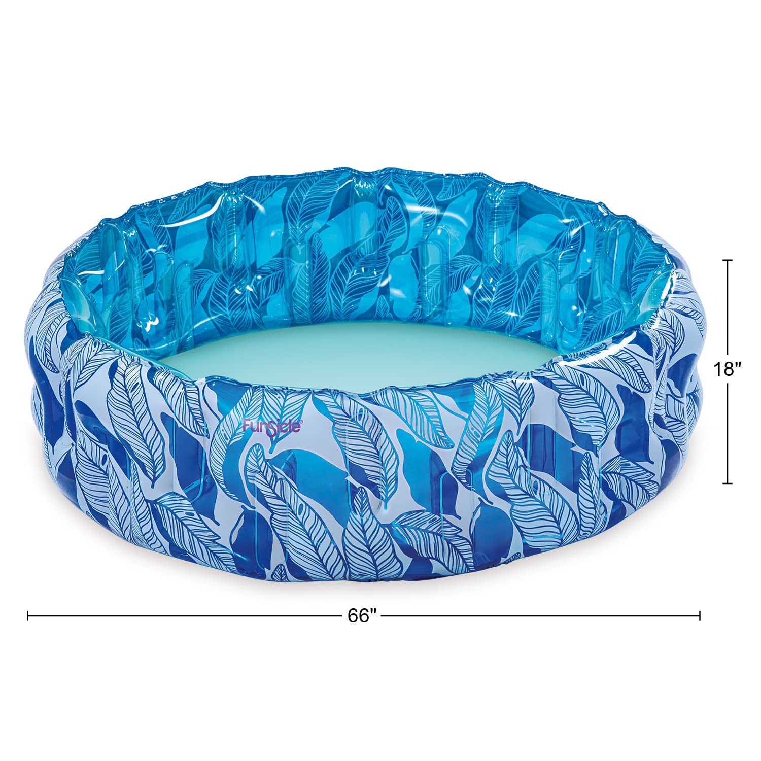 Funsicle 66x18 Inch Round Sapphire Blue Inflatable Plunge Pool for Adults - Above Ground Cooling Pool for Backyard, Patio & Summer Relaxation