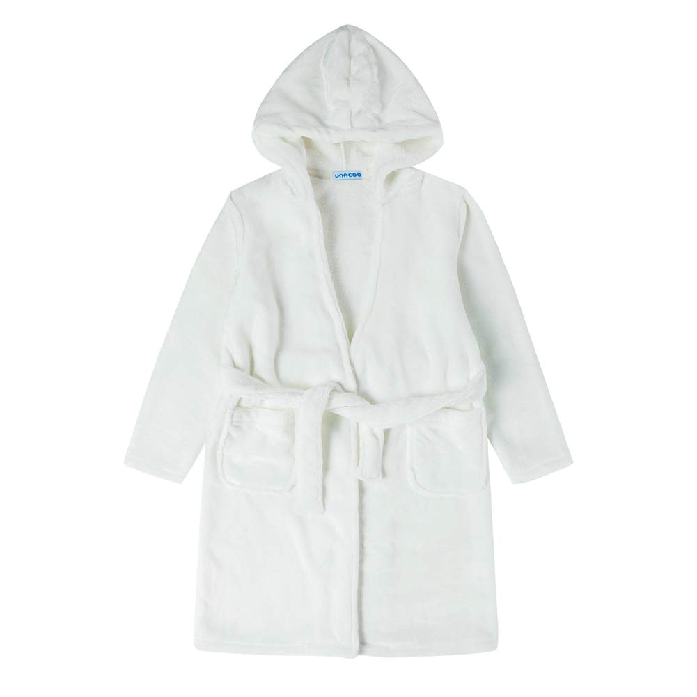 Amazon Essentials Unisex Kids Fleece Hooded Bathrobe - Soft & Cozy Bath Wrap for Boys & Girls - Perfect for After Bath, Pool, Spa & Lounging at Home